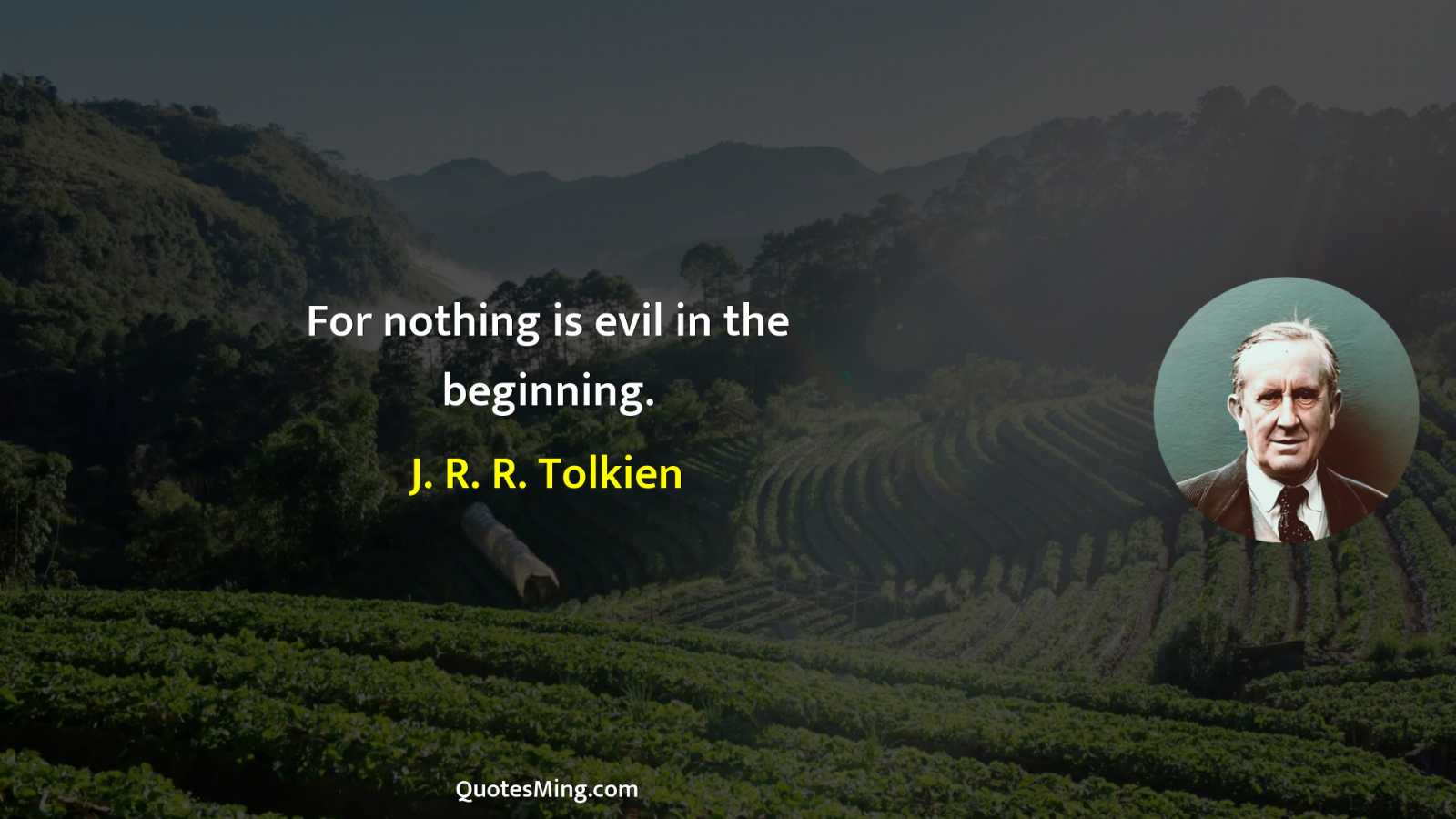 For nothing is evil in the beginning