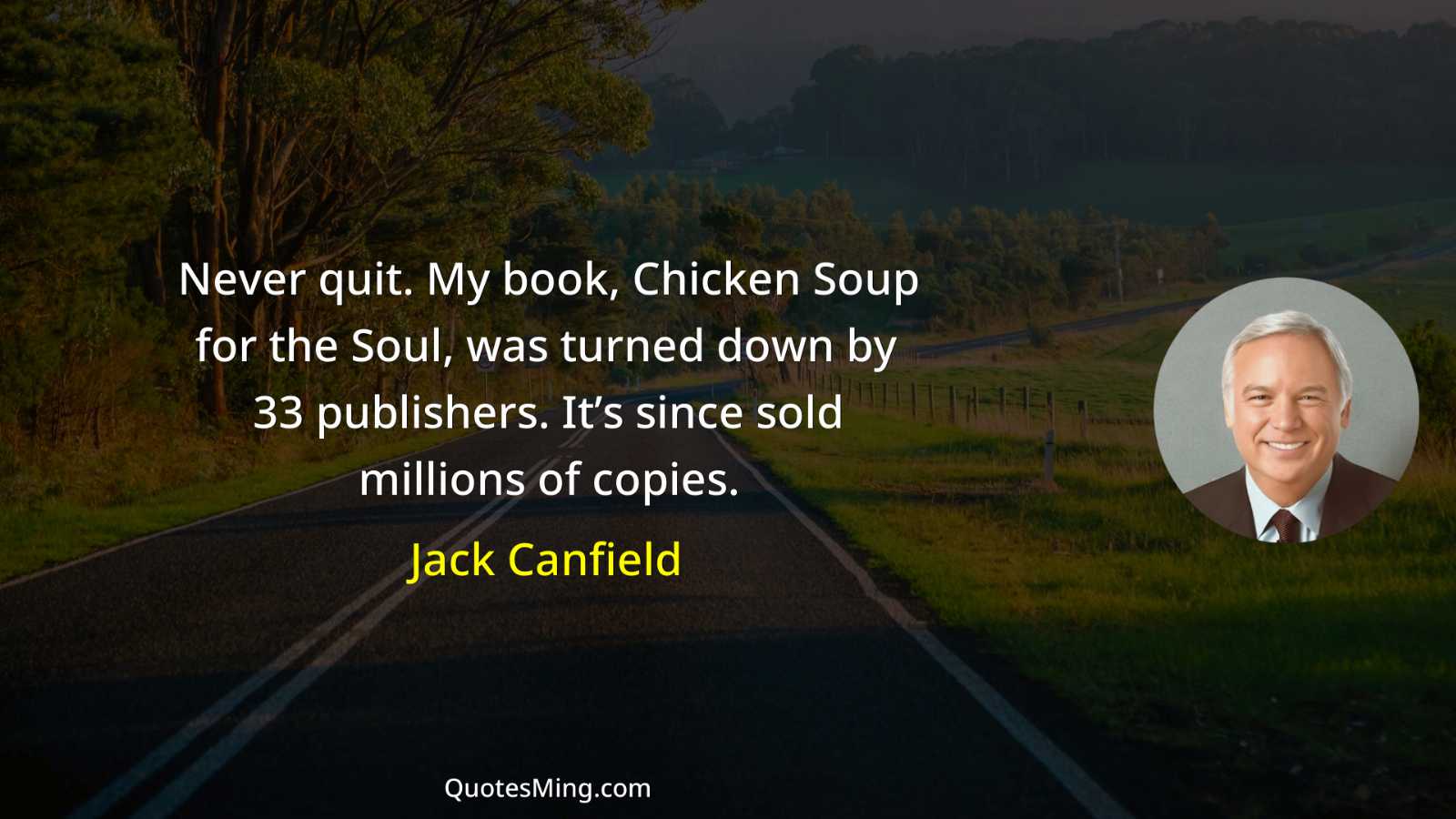 Never quit My book Chicken Soup for the Soul was