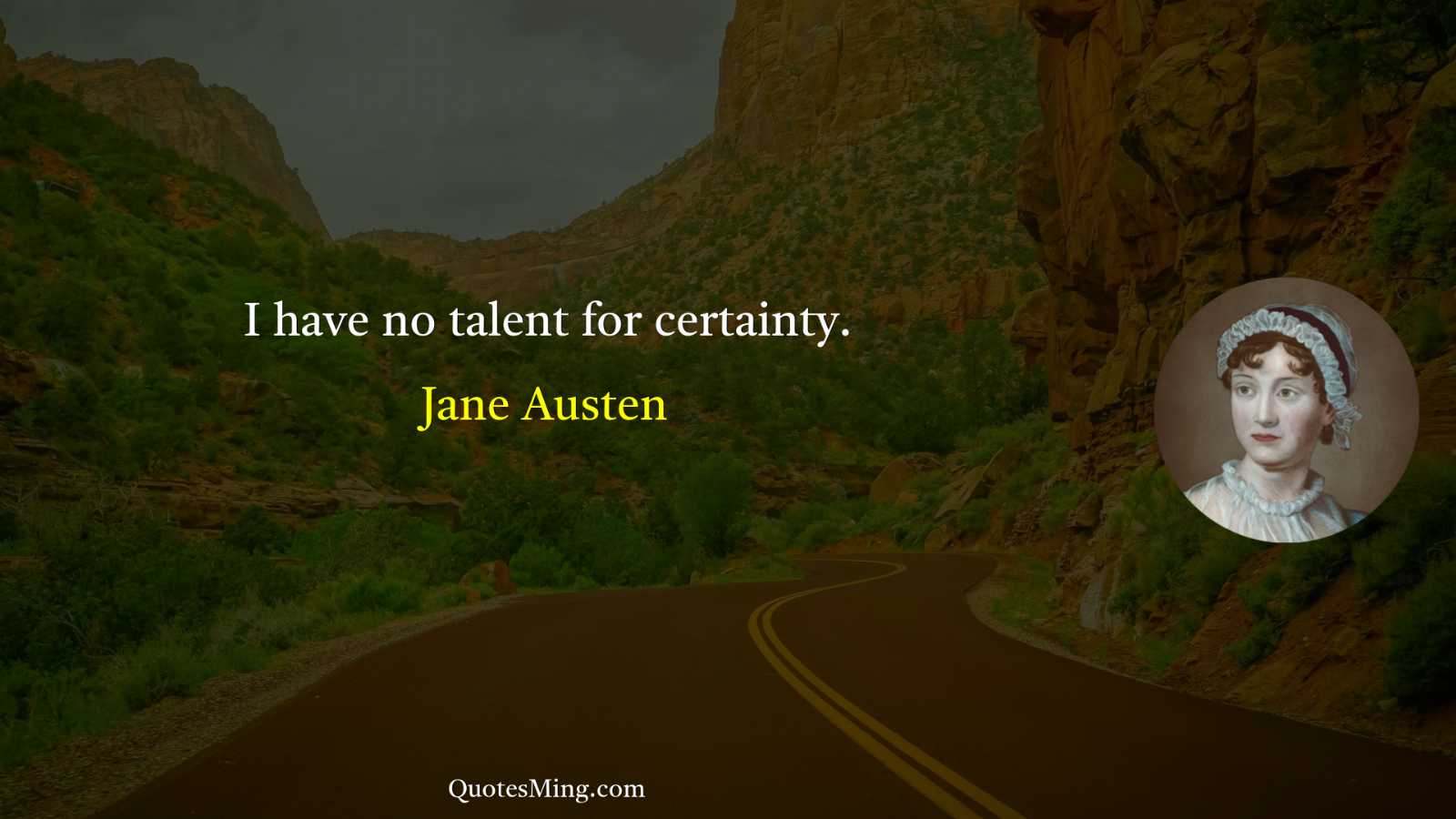 I have no talent for certainty