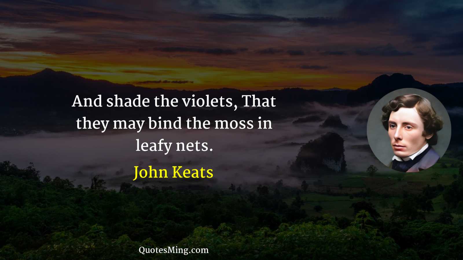 And shade the violets That they may bind the moss