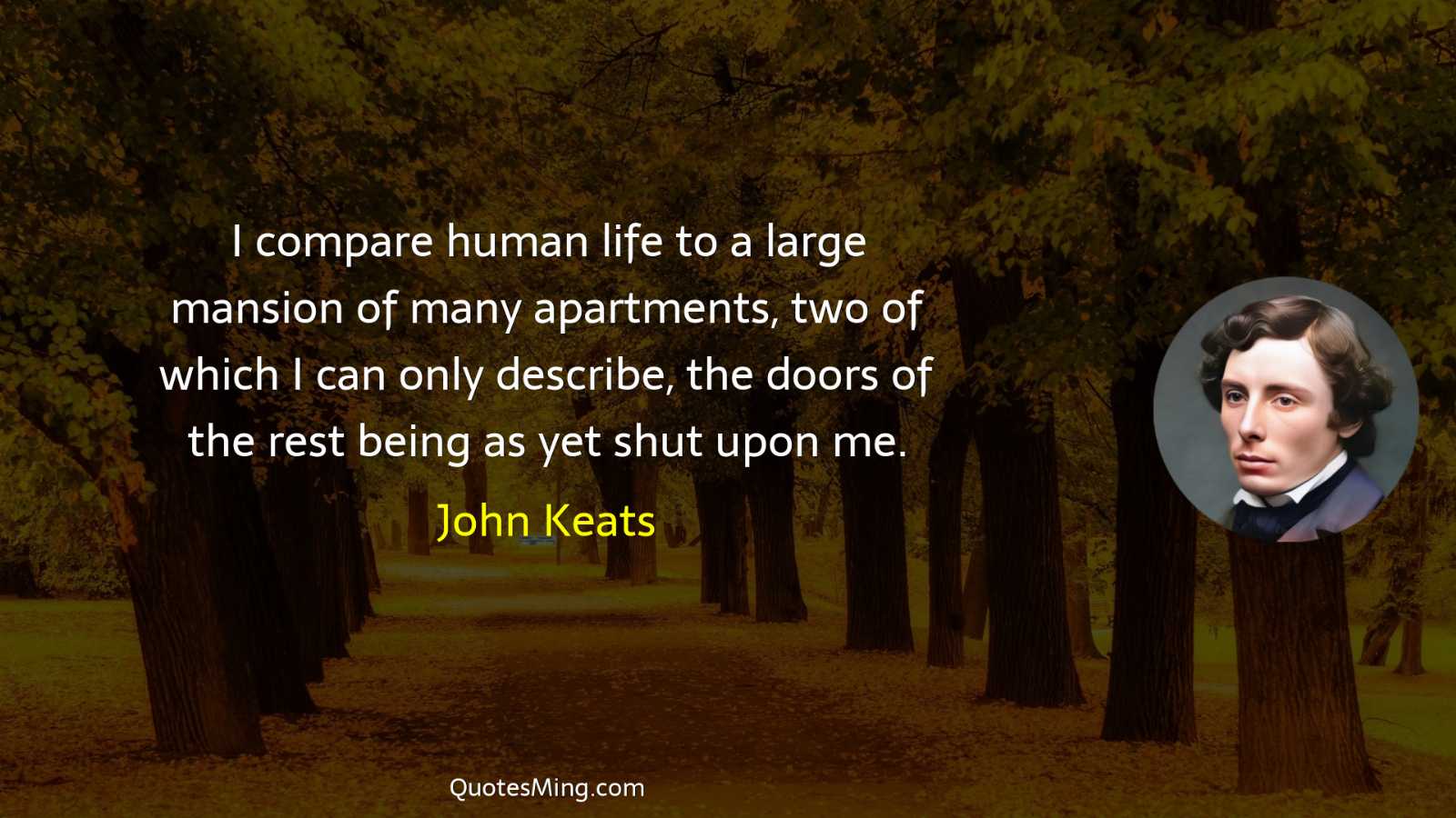 I compare human life to a large mansion of many