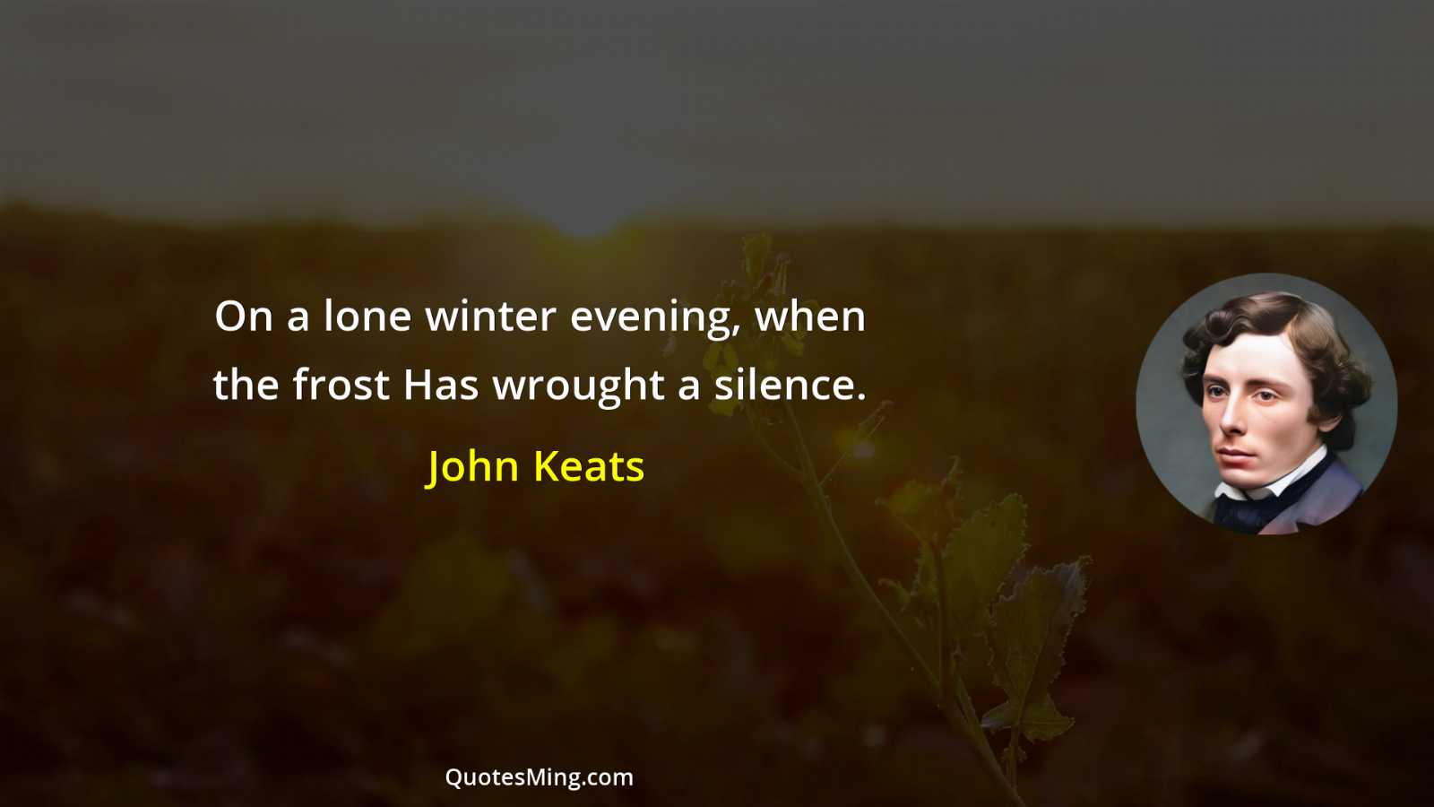 On a lone winter evening when the frost Has wrought