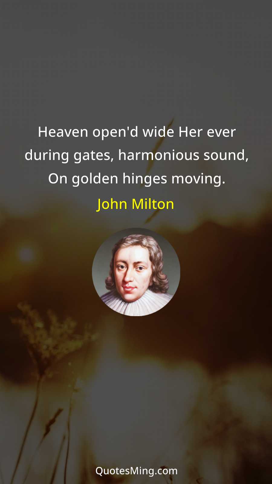 Heaven open'd wide Her ever during gates harmonious sound On