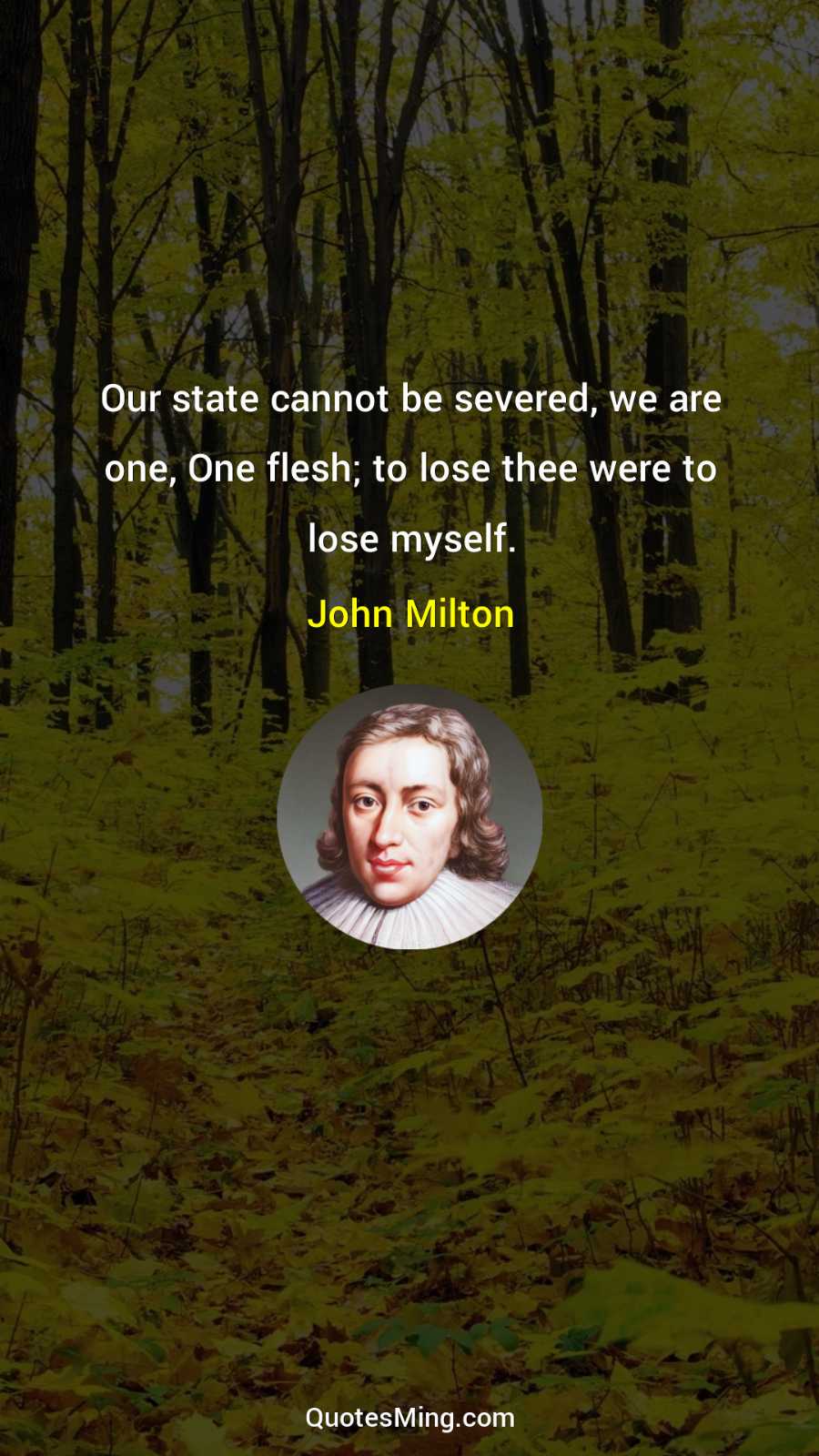 Our state cannot be severed we are one One flesh;