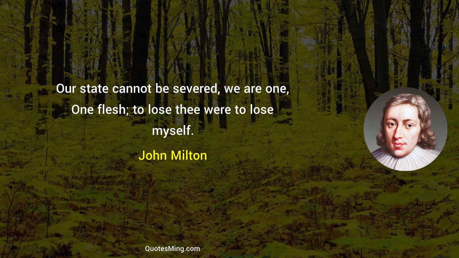 Our state cannot be severed we are one One flesh;