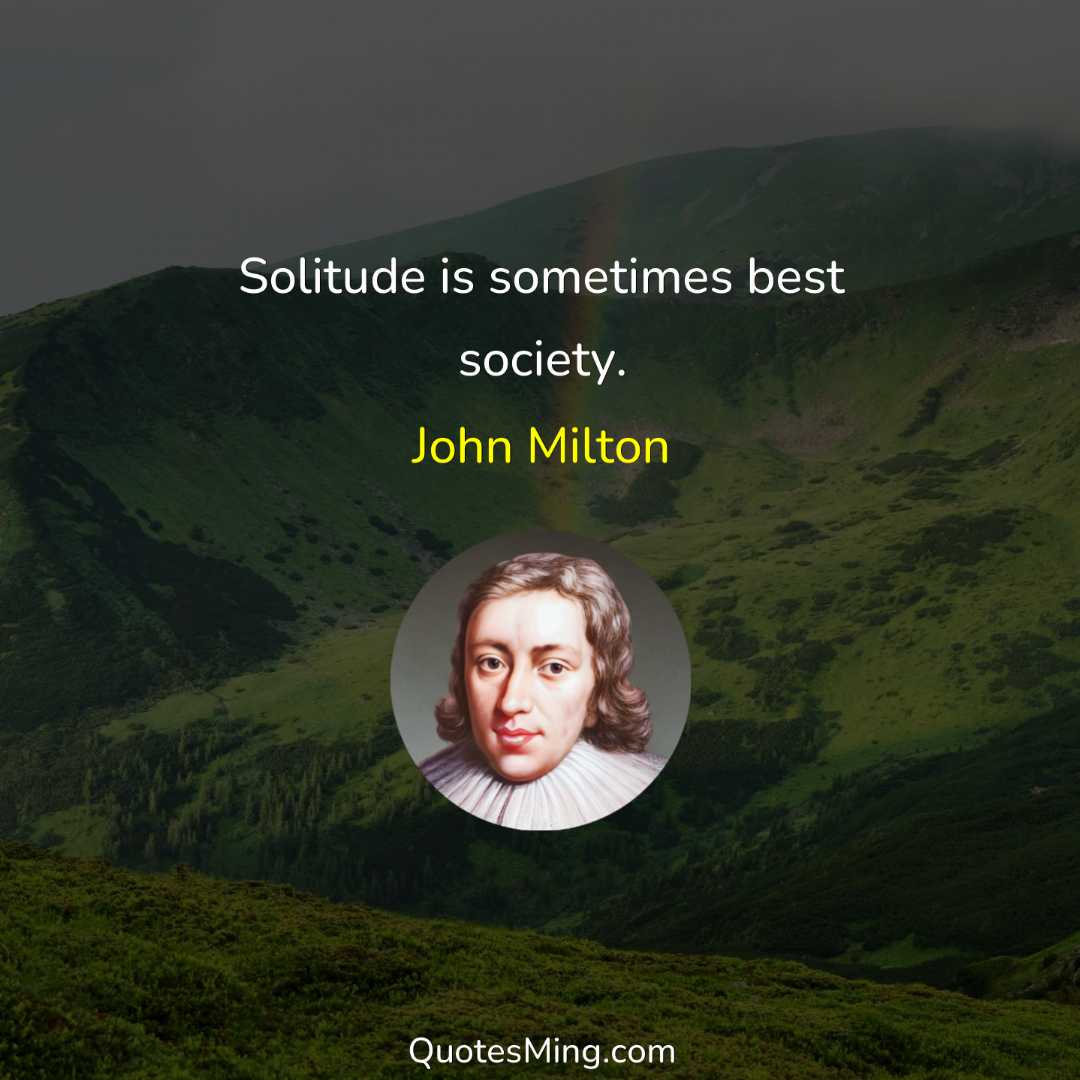 Solitude is sometimes best society