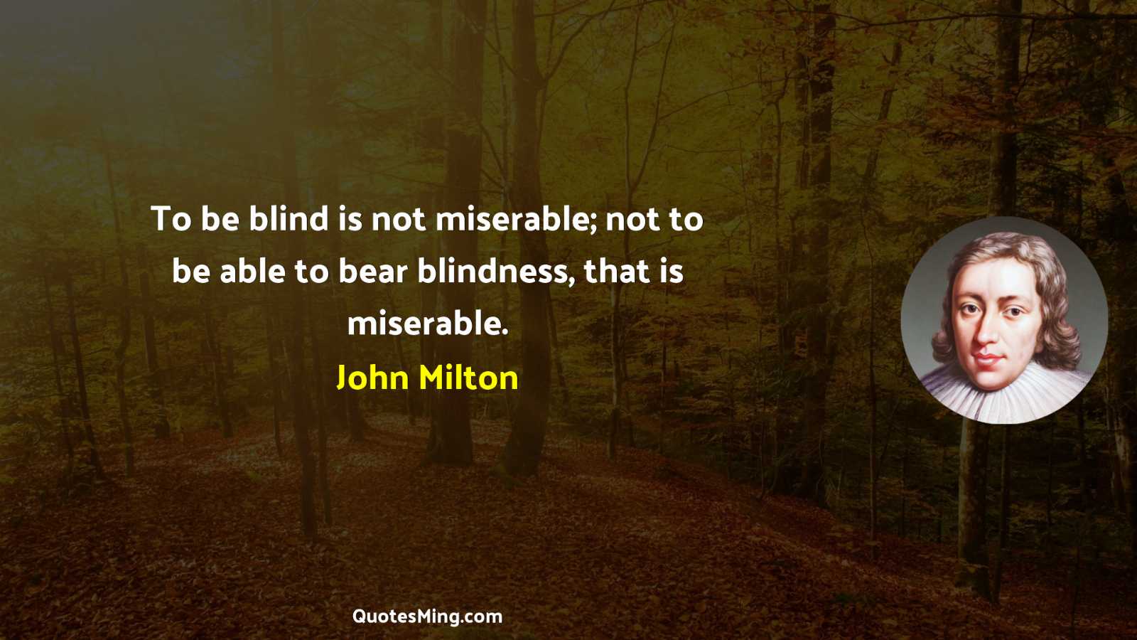 To be blind is not miserable; not to be able