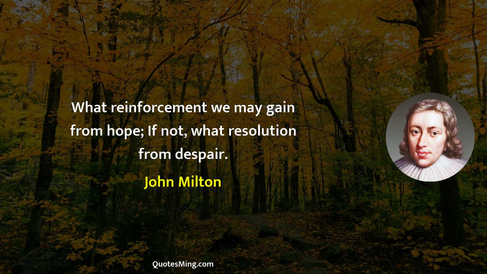 What reinforcement we may gain from hope; If not what