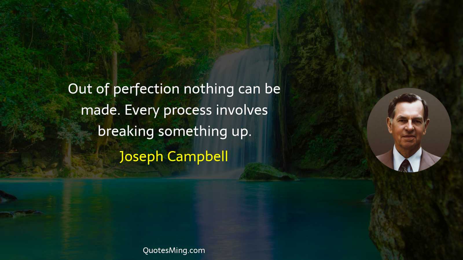 Out of perfection nothing can be made Every process involves