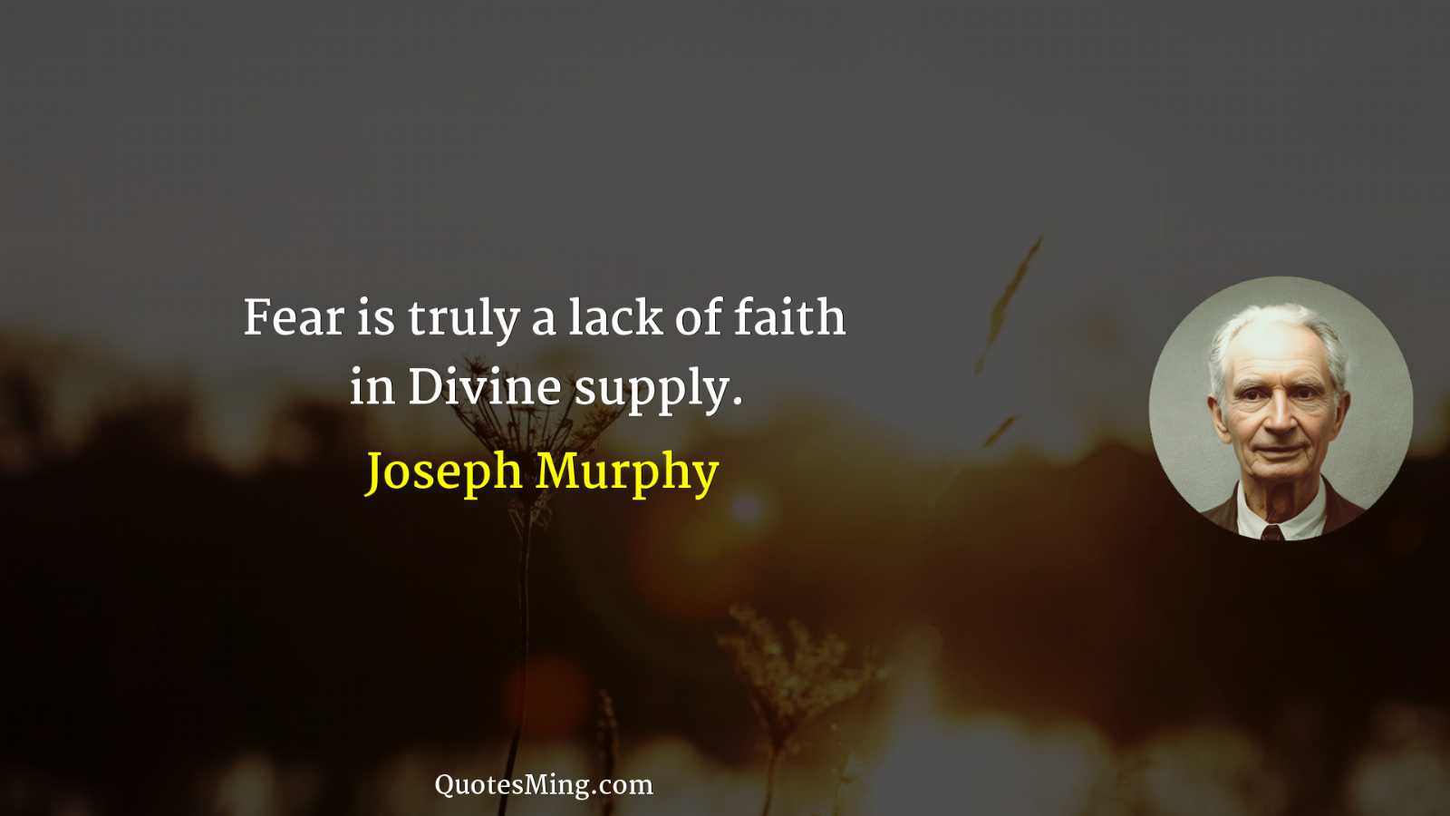 Fear is truly a lack of faith in Divine supply