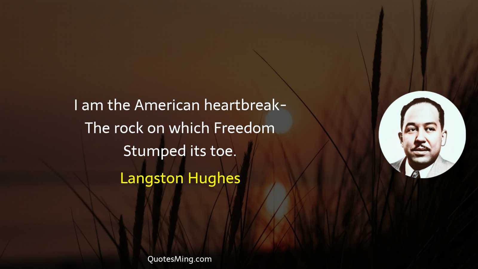 I am the American heartbreak- The rock on which Freedom