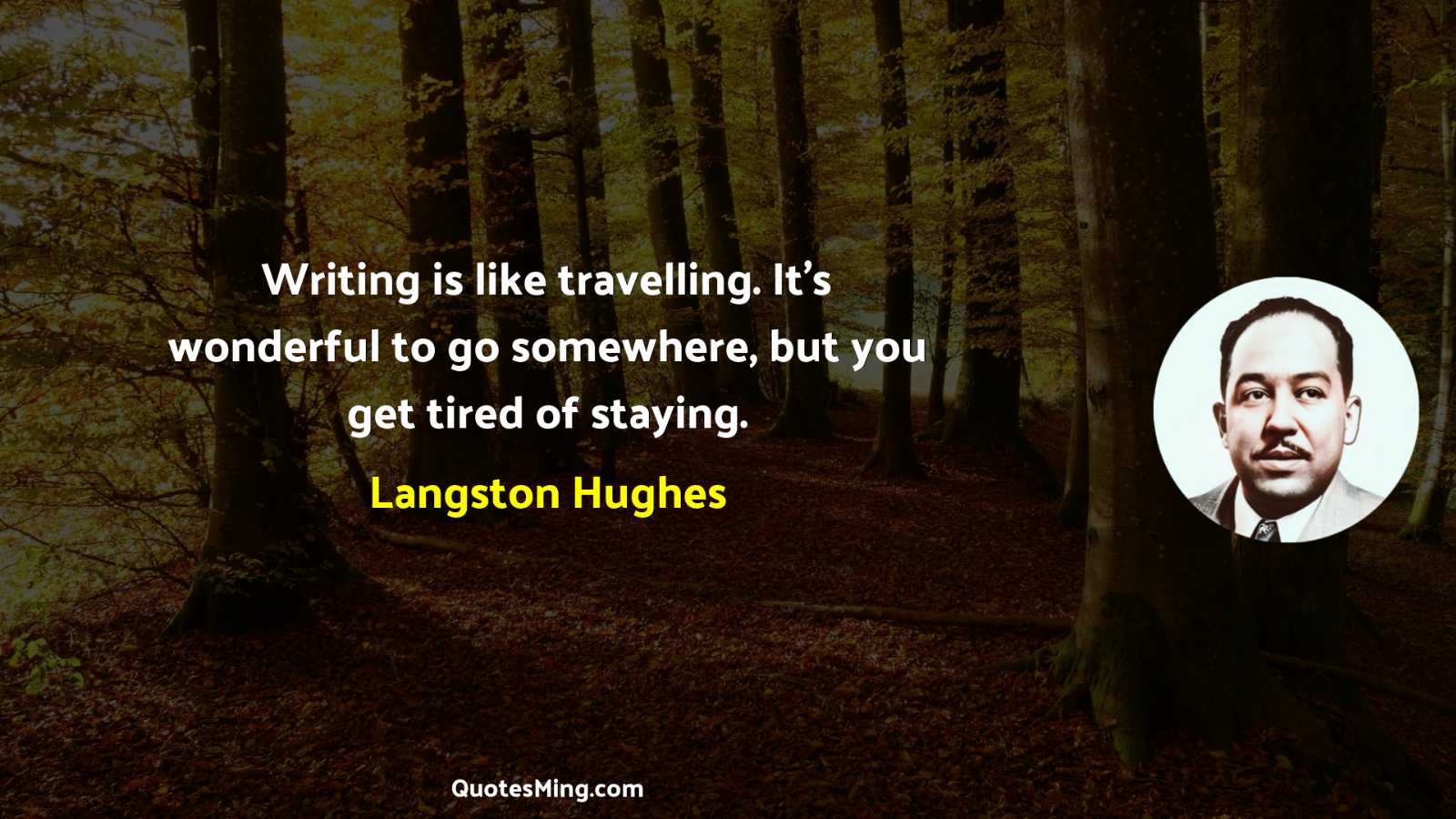 Writing is like travelling It's wonderful to go somewhere but