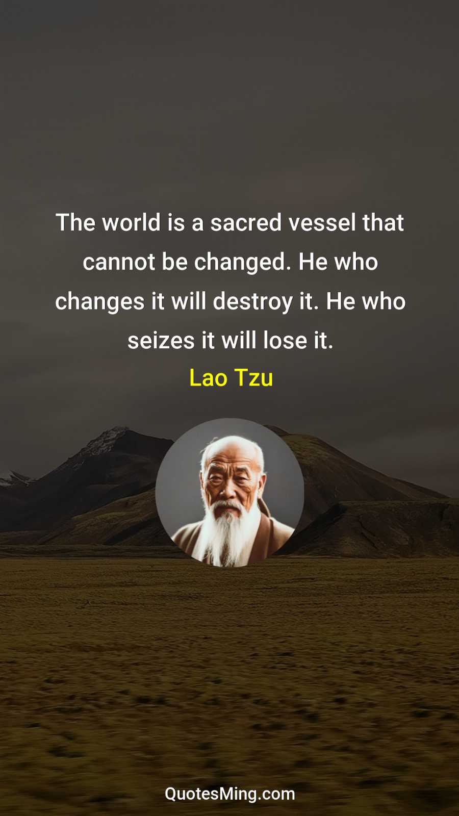 The world is a sacred vessel that cannot be changed