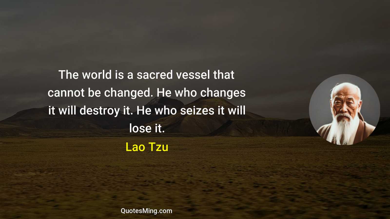 The world is a sacred vessel that cannot be changed