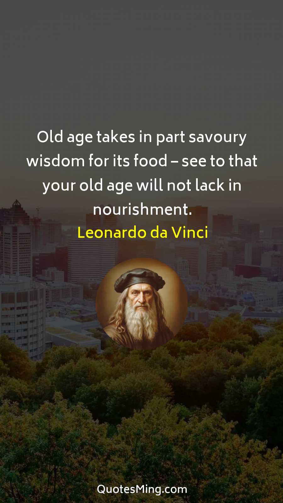 Old age takes in part savoury wisdom for its food