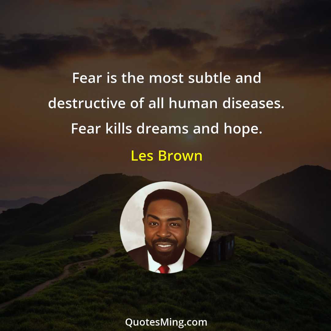 Fear is the most subtle and destructive of all human