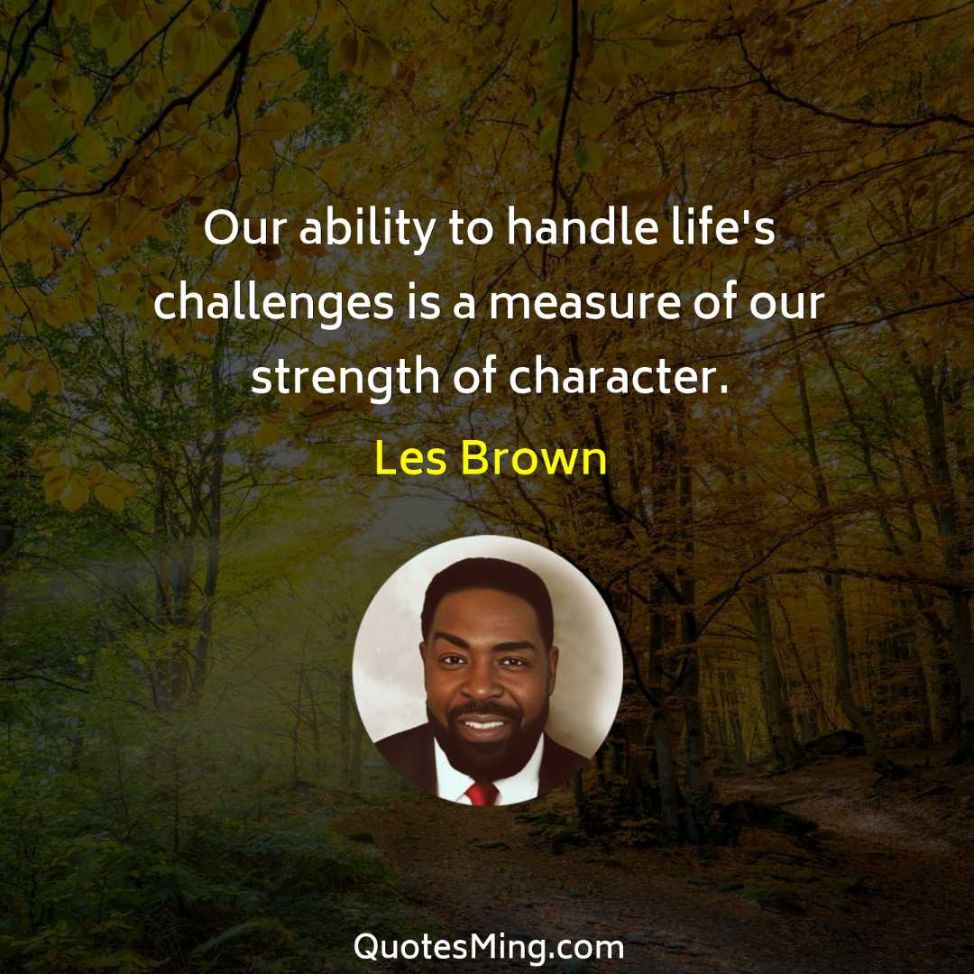 Our ability to handle life's challenges is a measure of