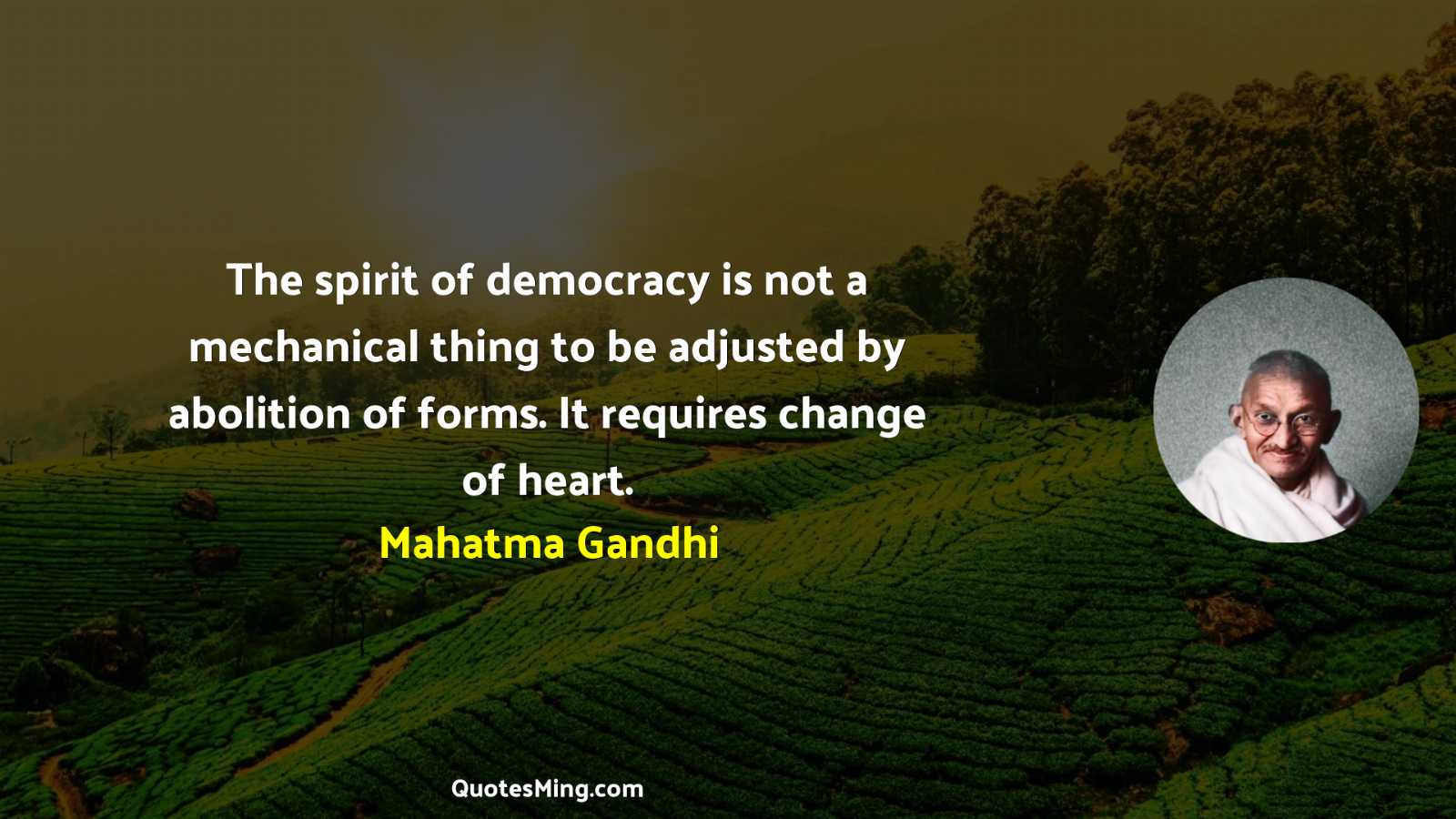 The spirit of democracy is not a mechanical thing to