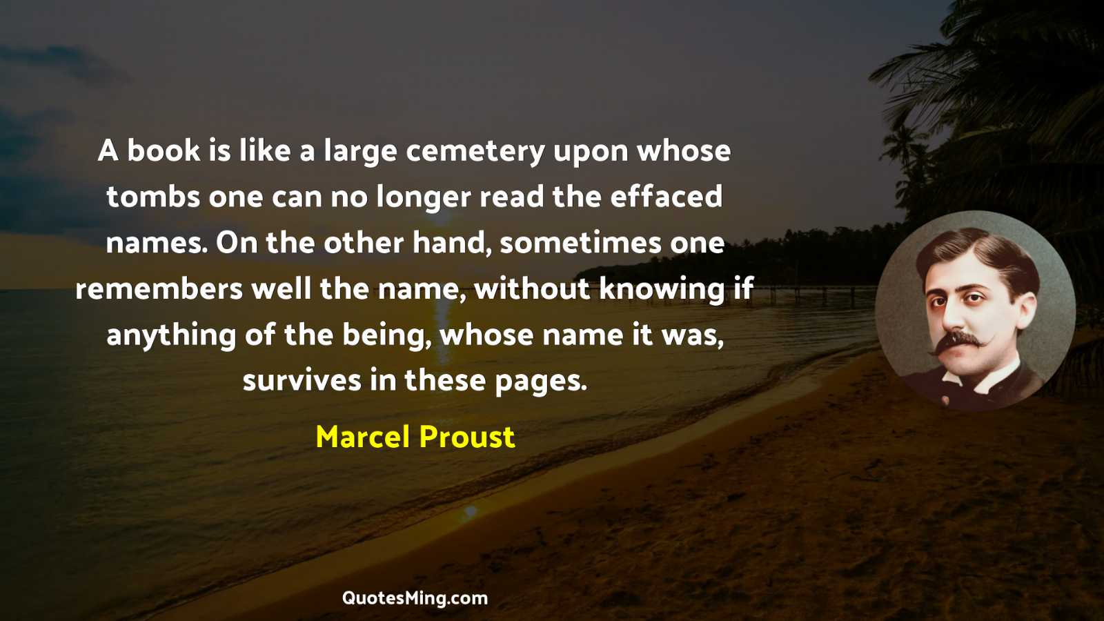 A book is like a large cemetery upon whose tombs