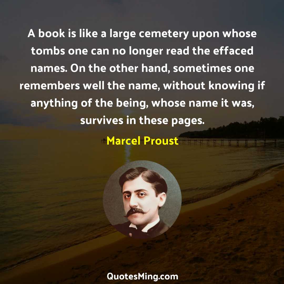 A book is like a large cemetery upon whose tombs