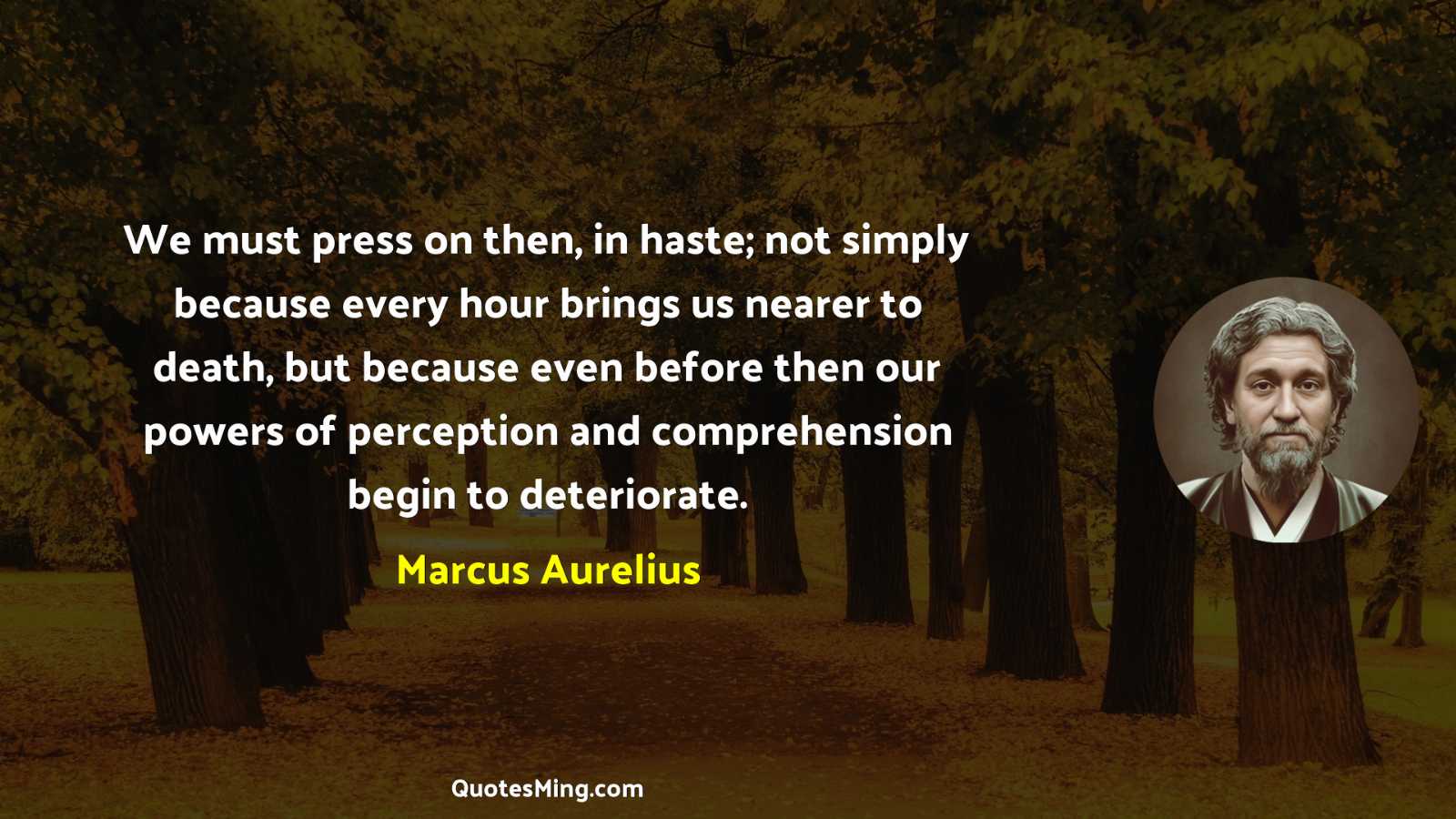 We must press on then in haste; not simply because