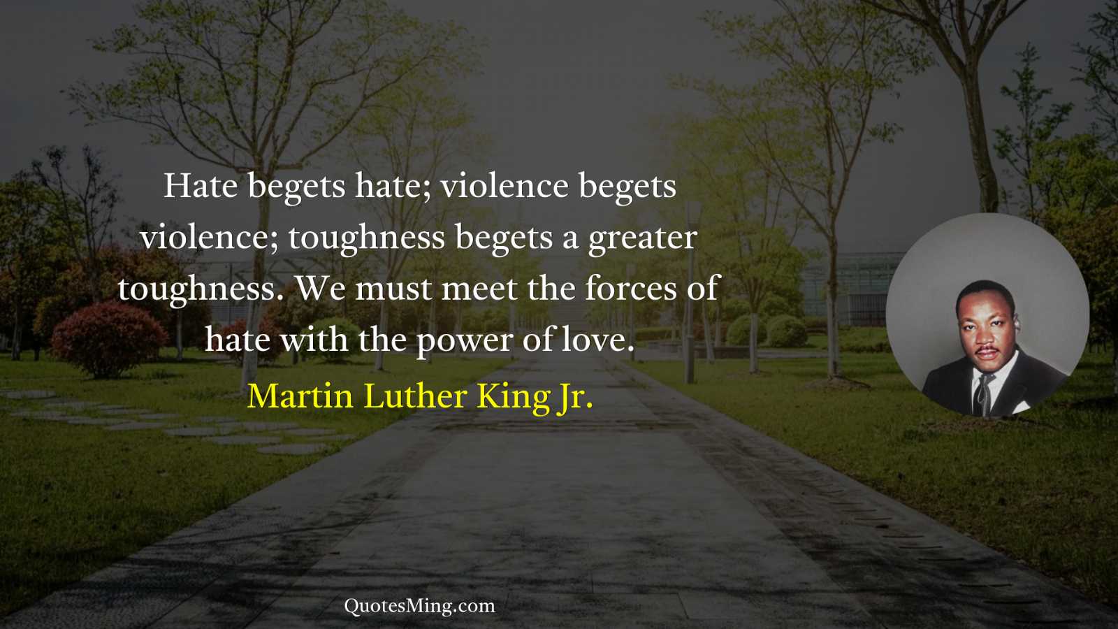 Hate begets hate; violence begets violence; toughness begets a greater