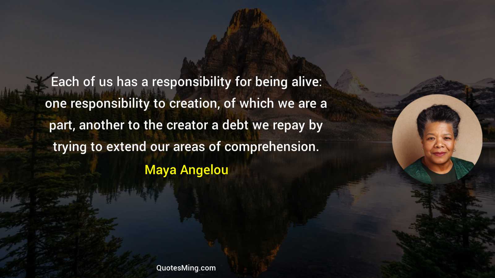 Each of us has a responsibility for being alive: one