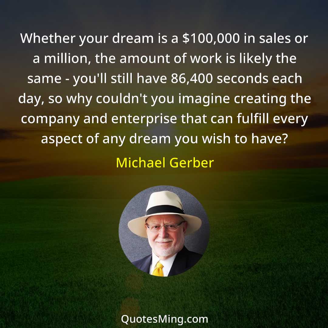 Whether your dream is a $100000 in sales or a