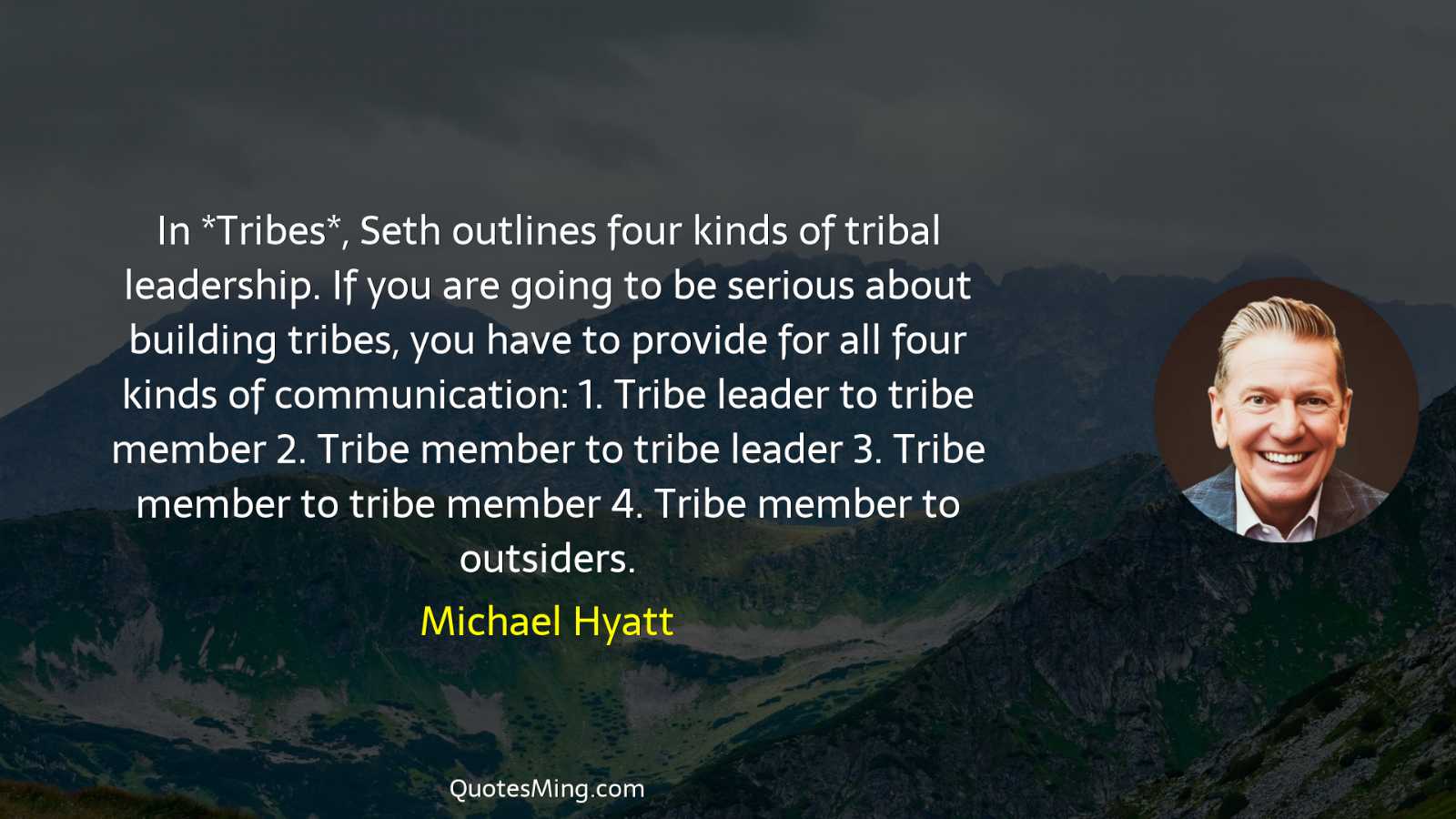 In *Tribes* Seth outlines four kinds of tribal leadership If