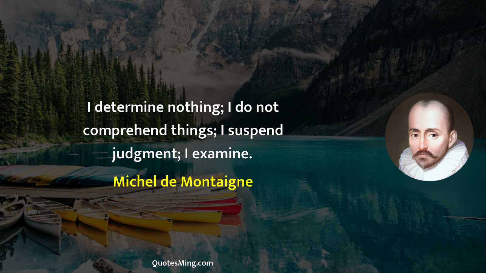 I determine nothing; I do not comprehend things; I suspend