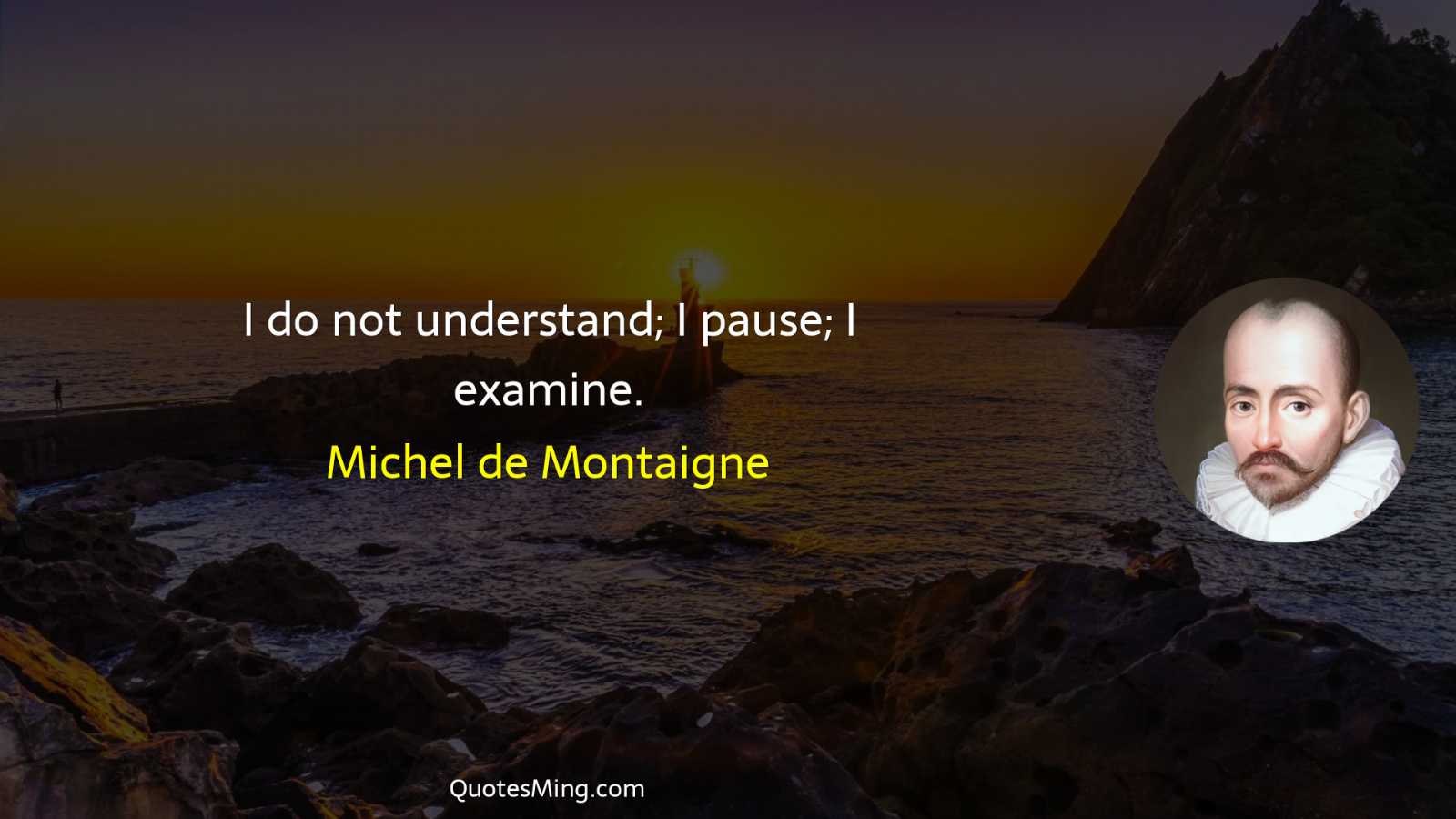 I do not understand; I pause; I examine