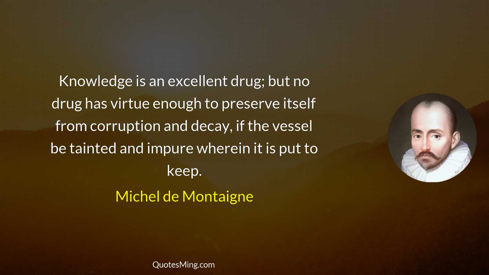 Knowledge is an excellent drug; but no drug has virtue