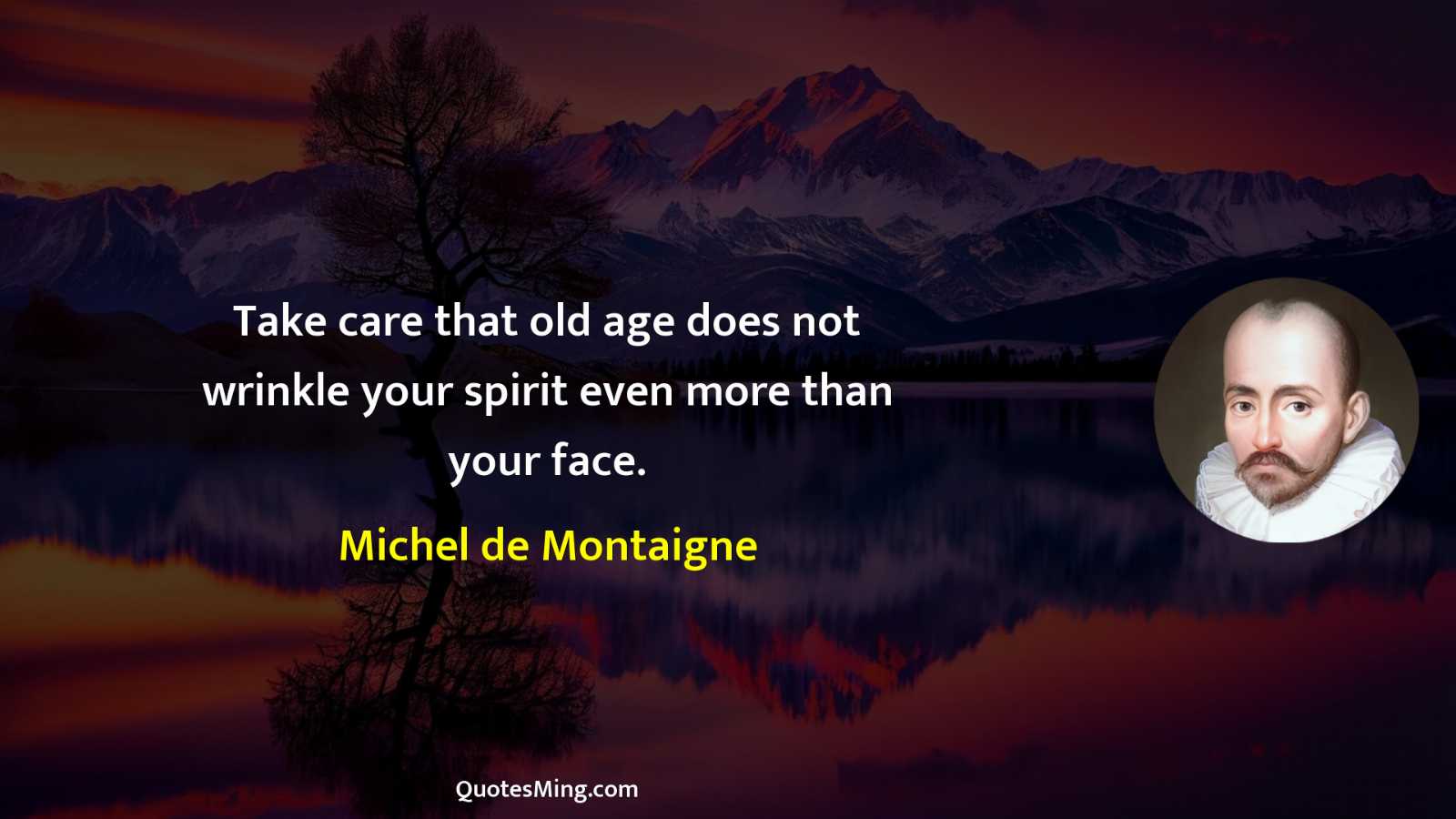 Take care that old age does not wrinkle your spirit