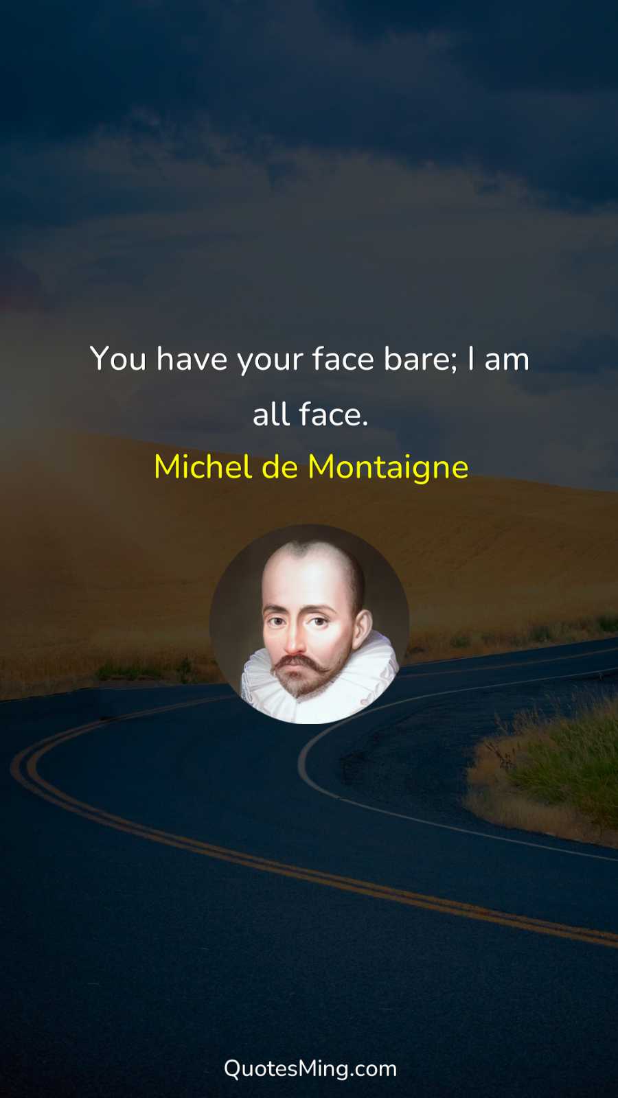 You have your face bare; I am all face