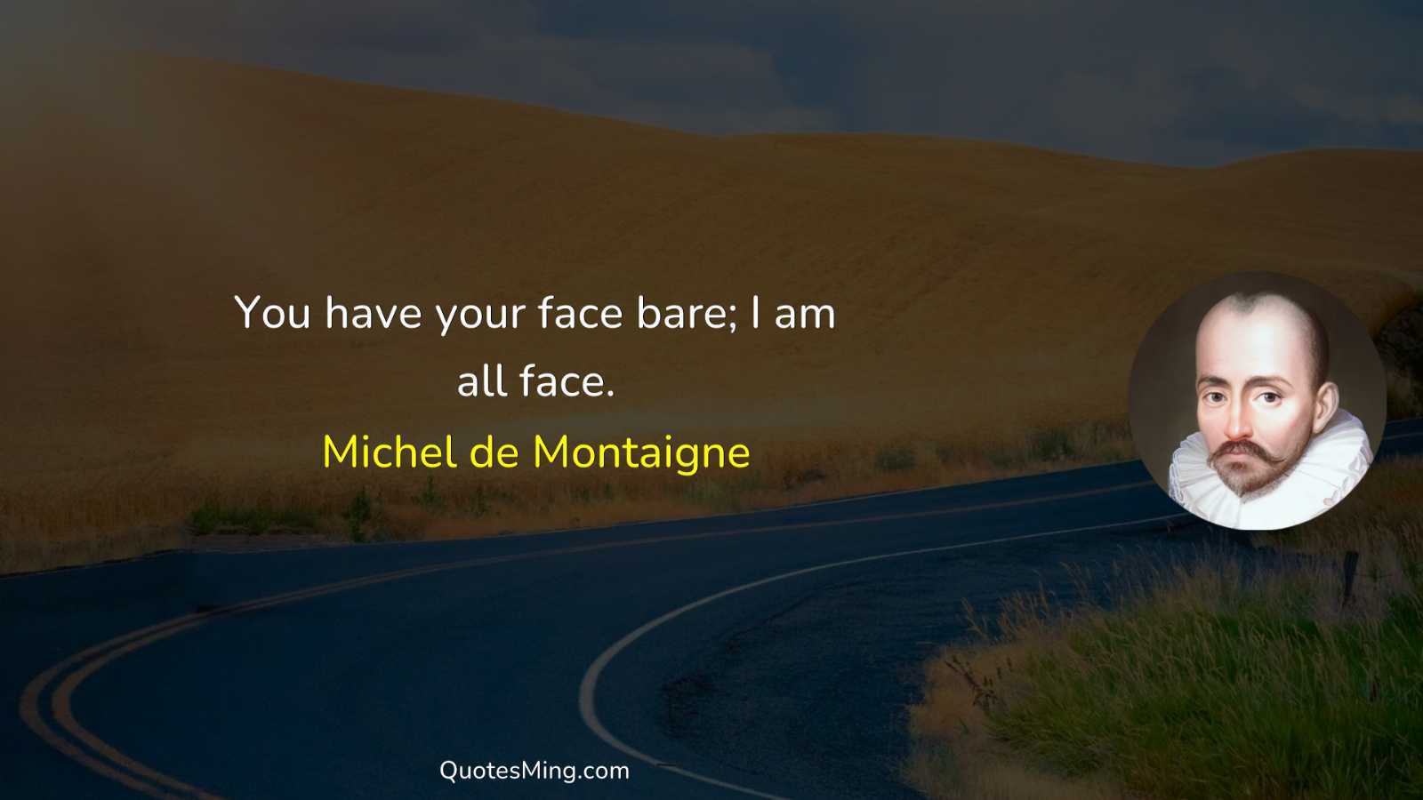 You have your face bare; I am all face