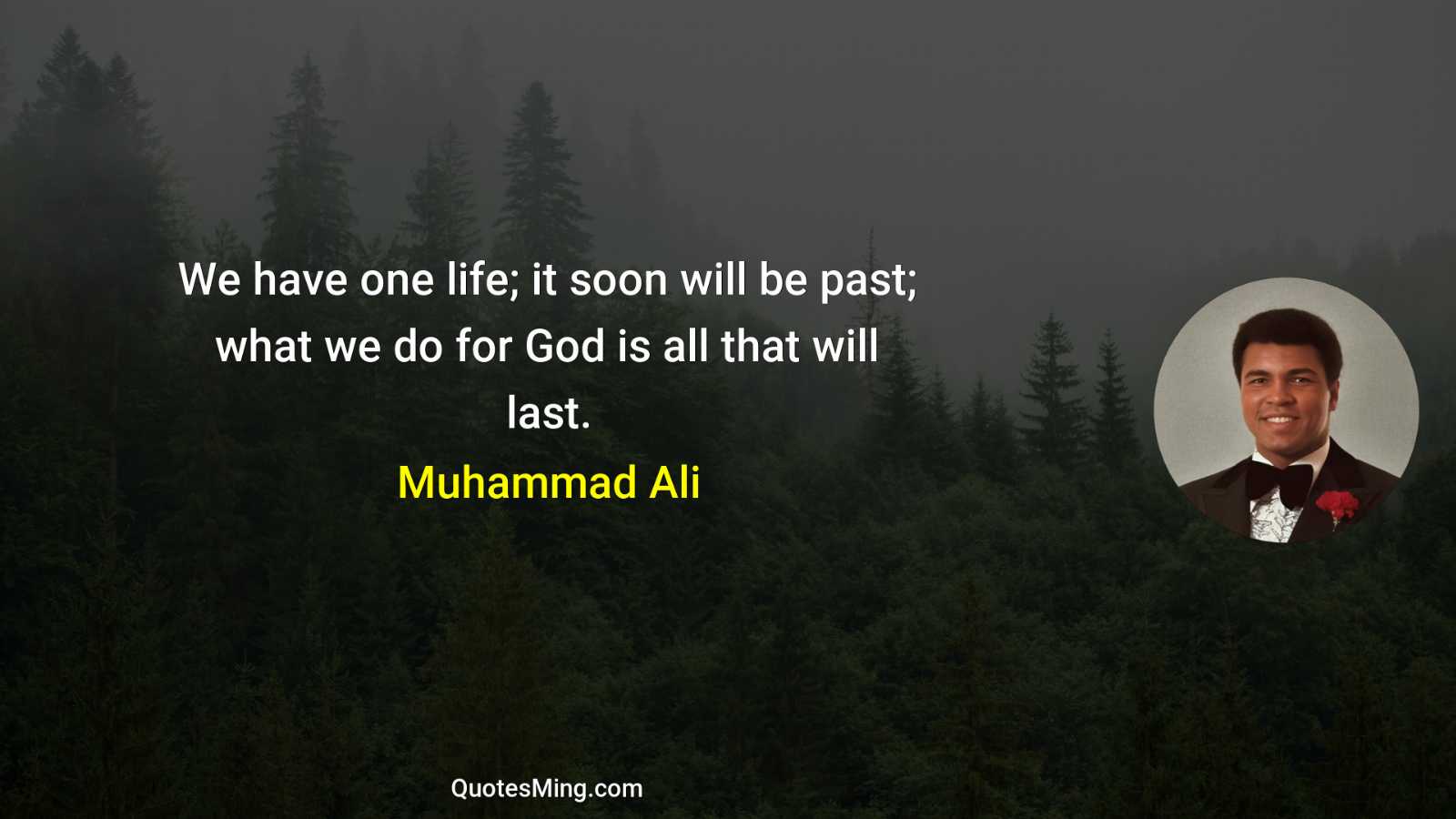 We have one life; it soon will be past; what