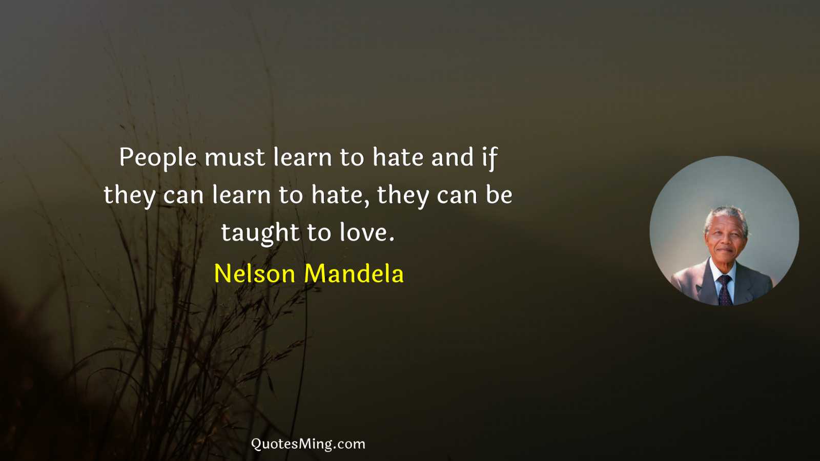 People must learn to hate and if they can learn