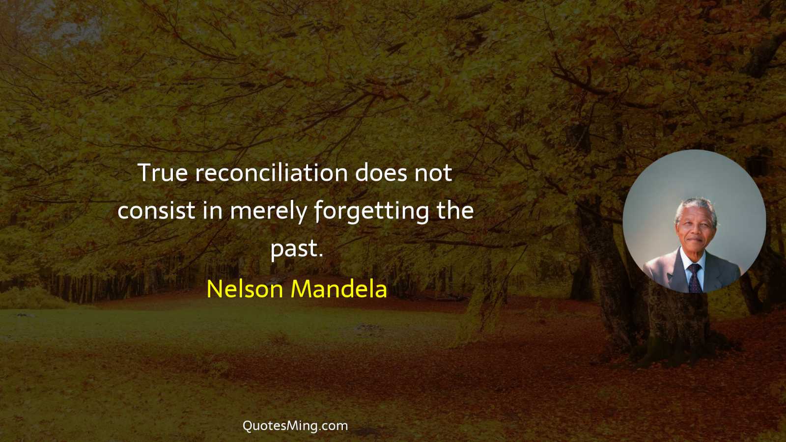 True reconciliation does not consist in merely forgetting the past