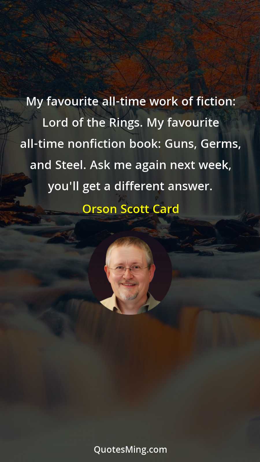 My favourite all-time work of fiction: Lord of the Rings