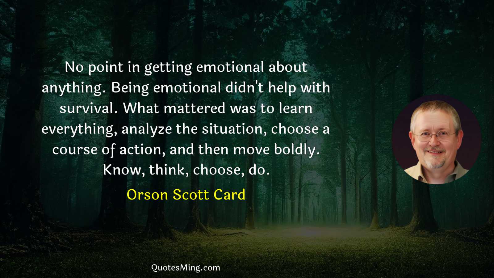 No point in getting emotional about anything Being emotional didn't