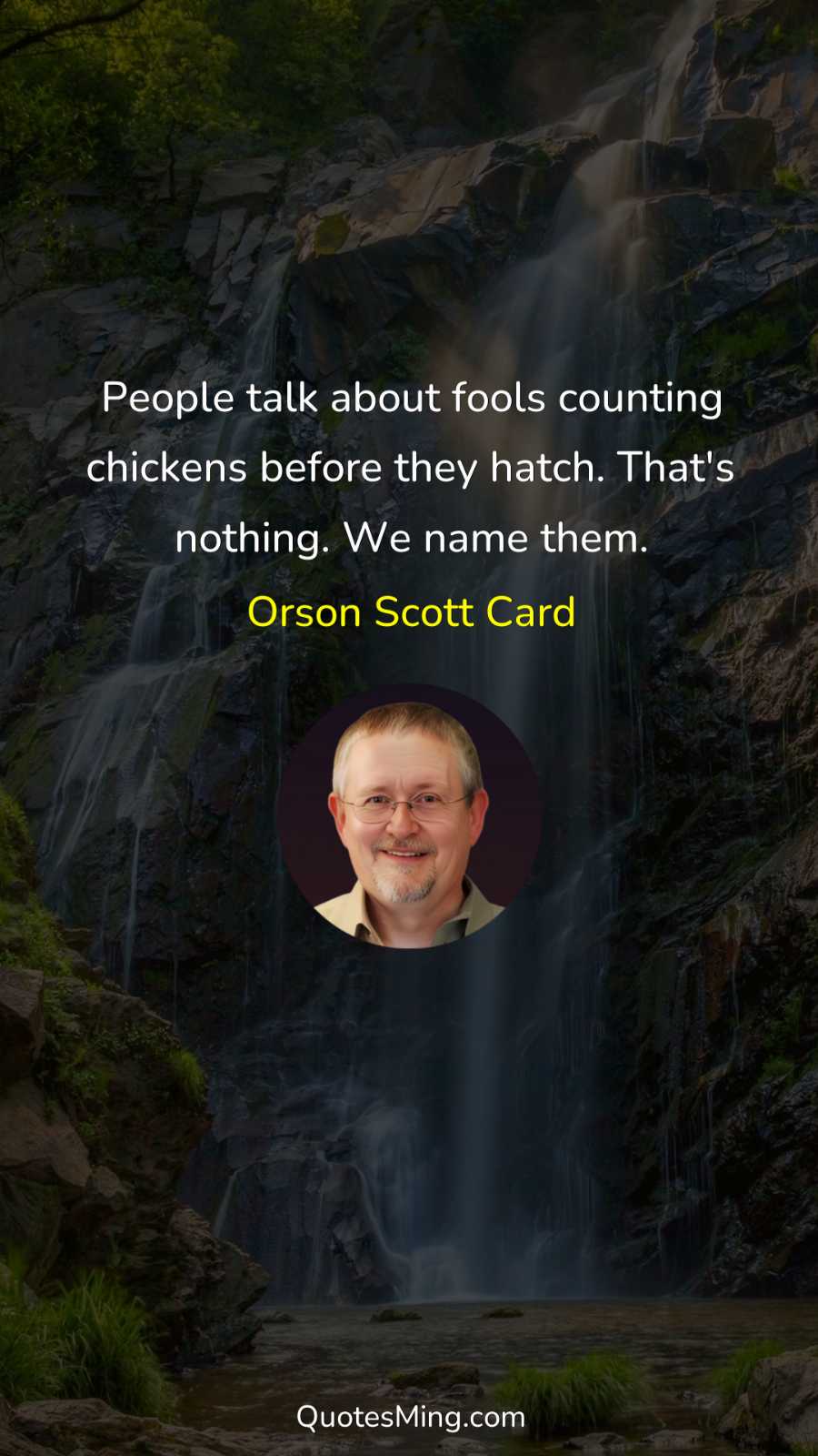 People talk about fools counting chickens before they hatch That's