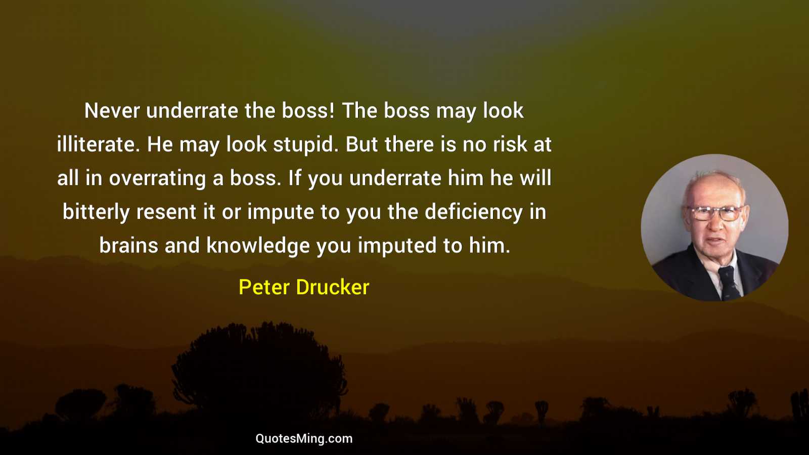 Never underrate the boss The boss may look illiterate He