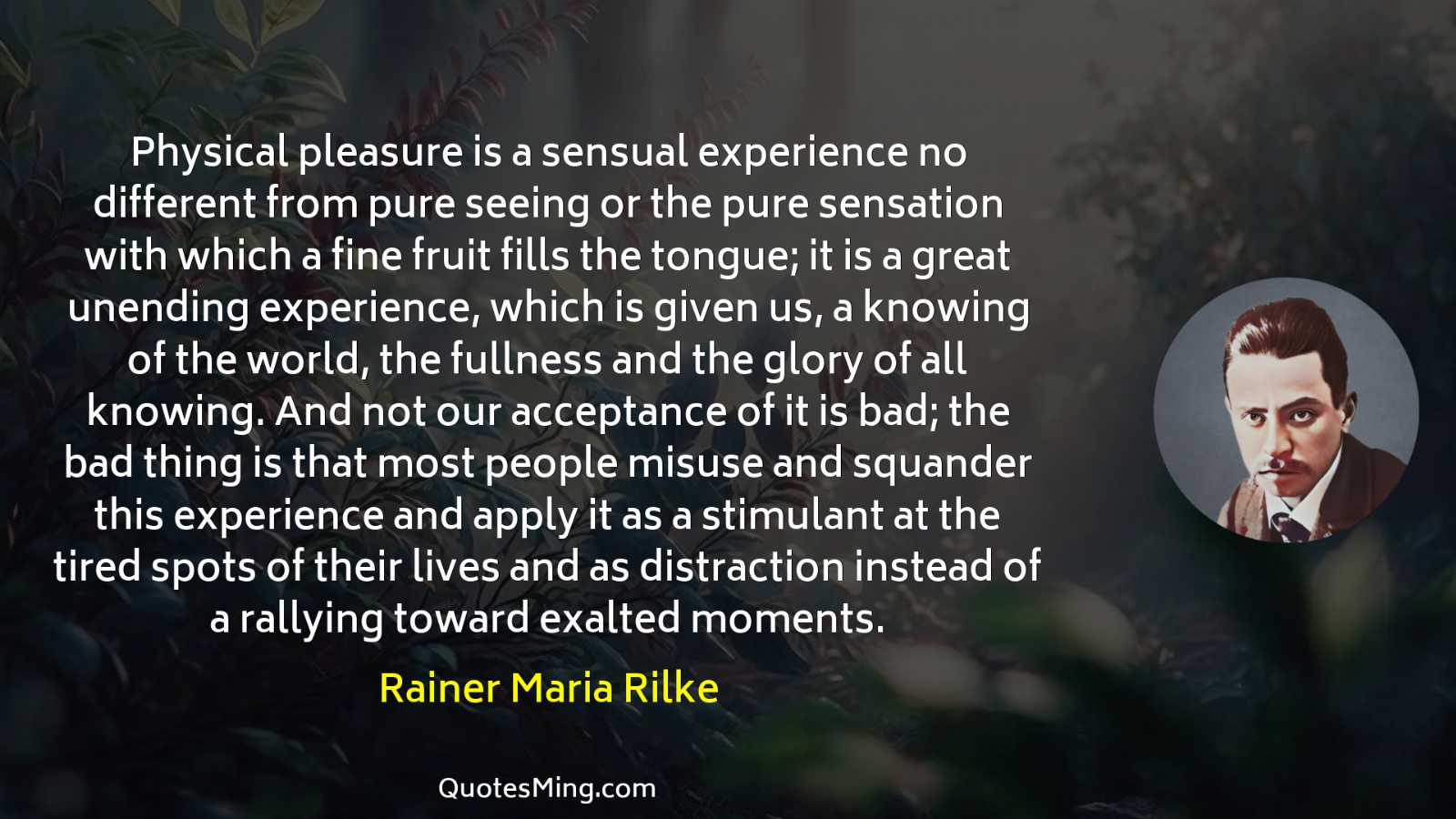 Physical pleasure is a sensual experience no different from pure