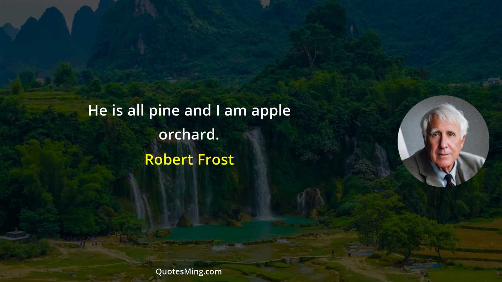 He is all pine and I am apple orchard