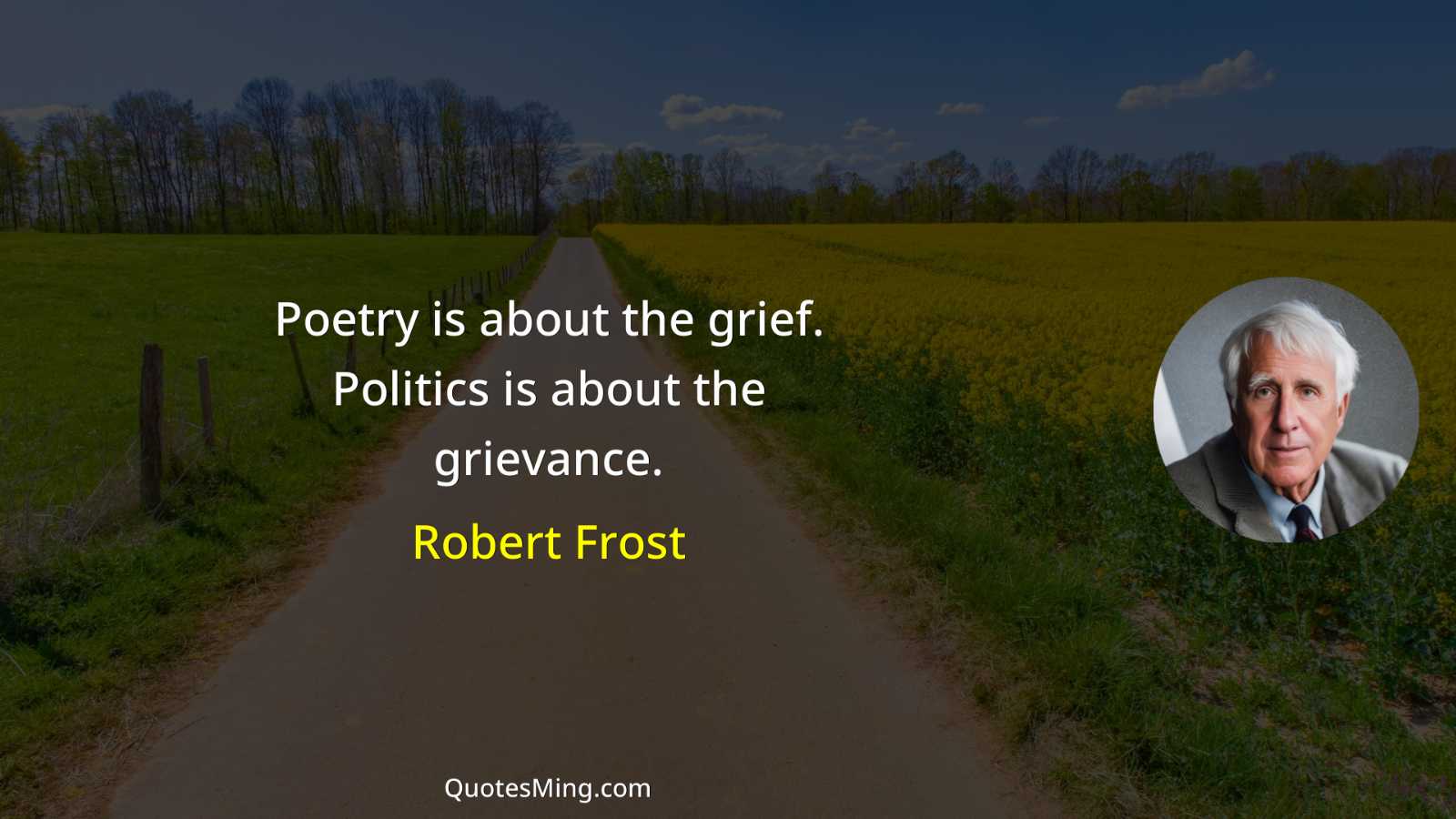 Poetry is about the grief Politics is about the grievance