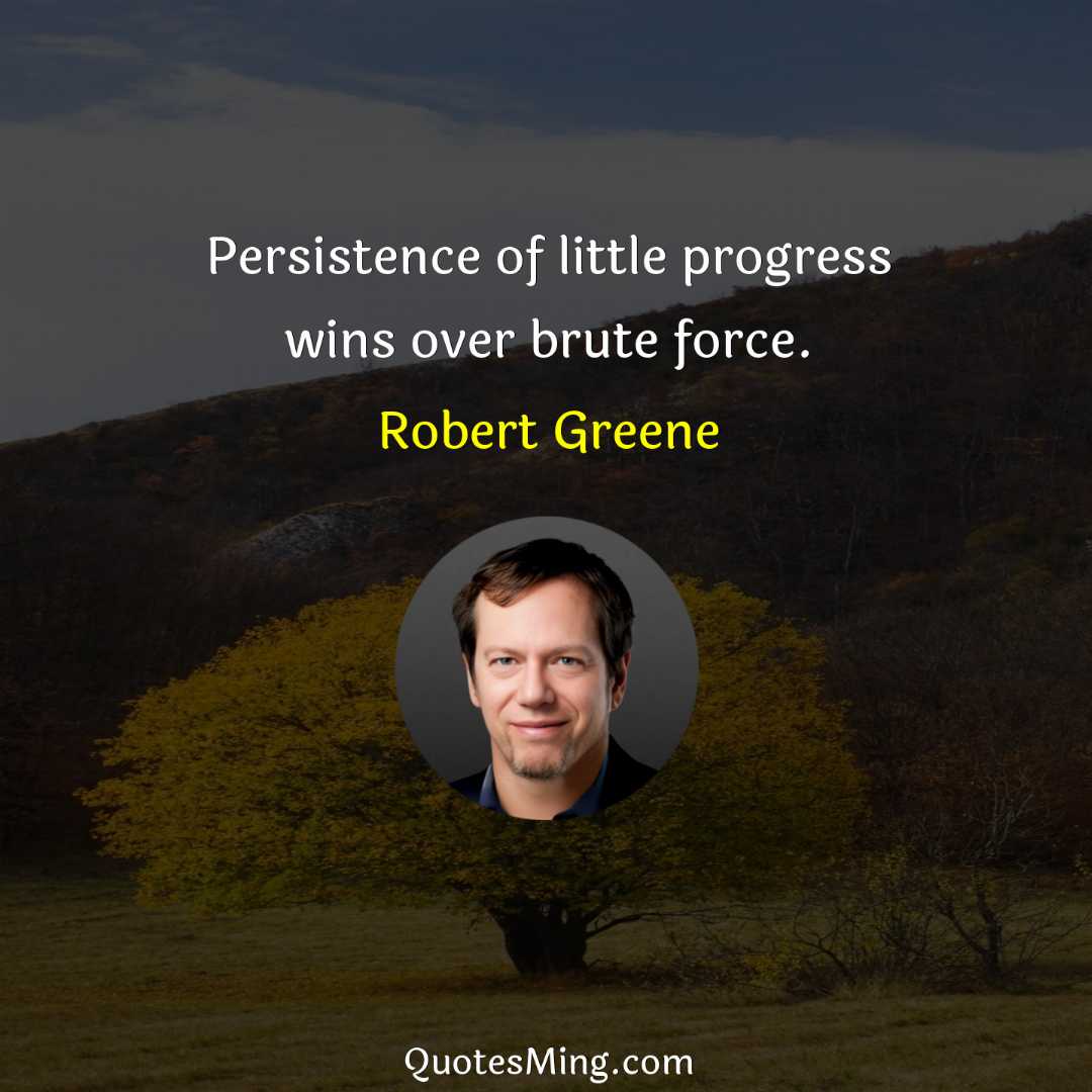 Persistence of little progress wins over brute force