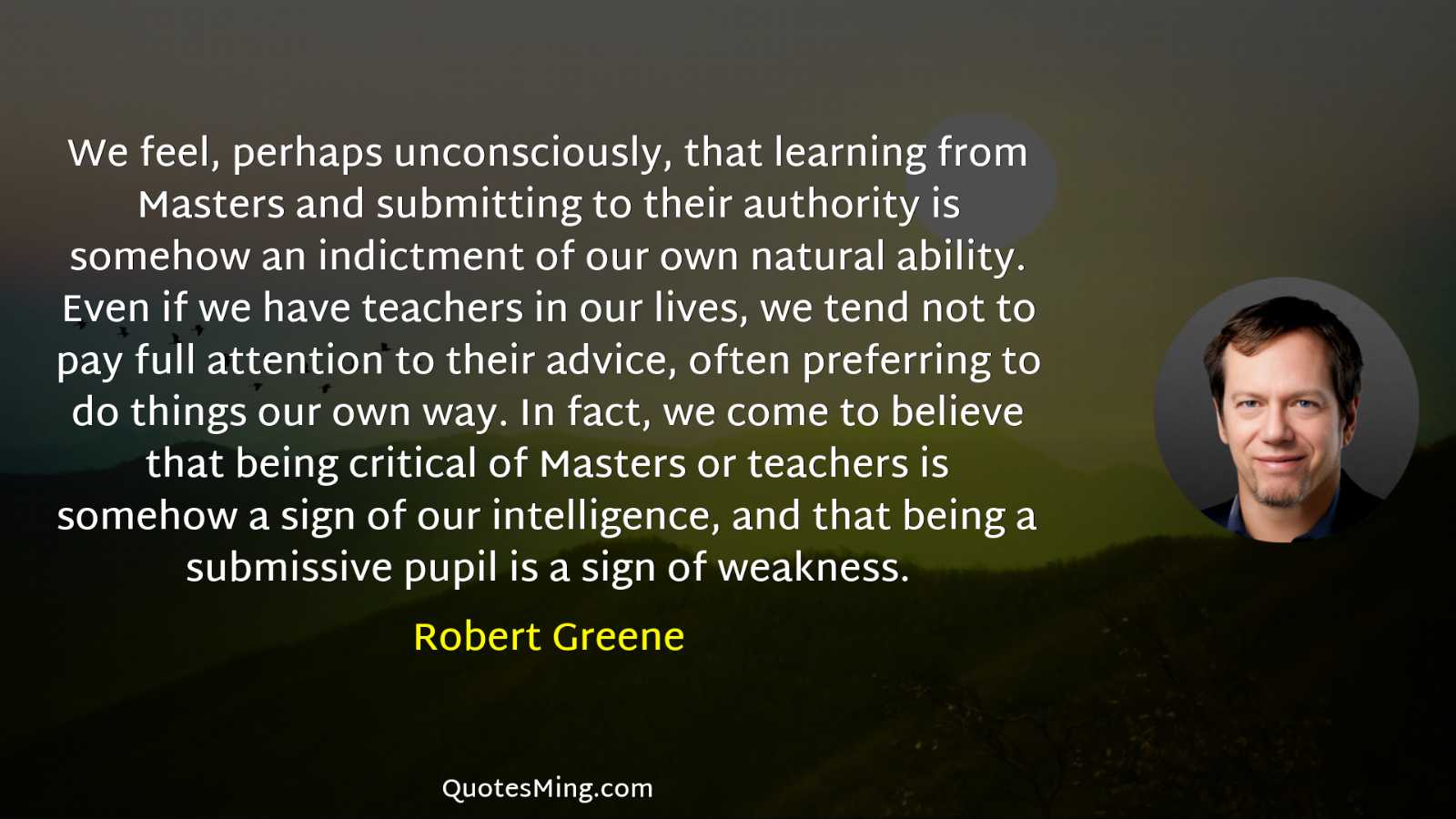 We feel perhaps unconsciously that learning from Masters and submitting