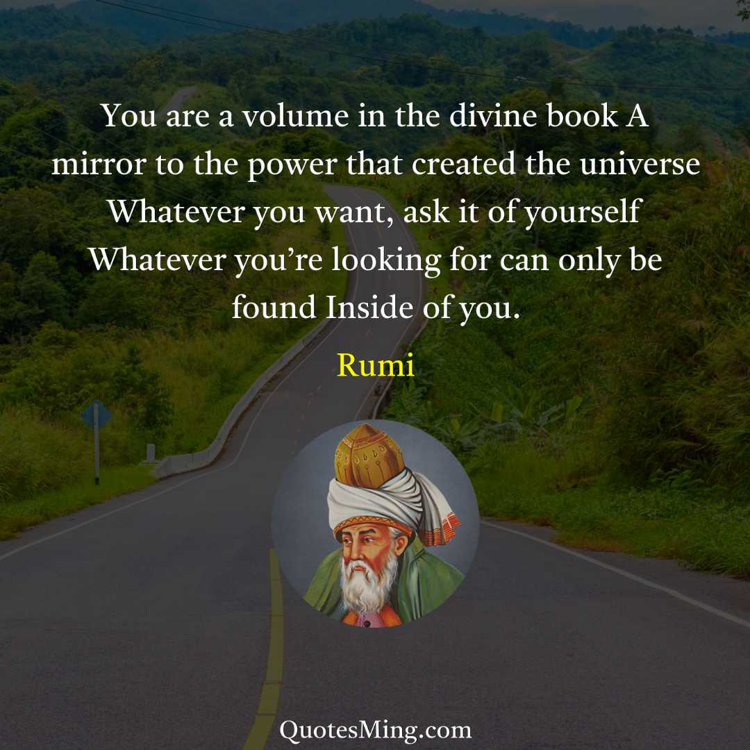 You are a volume in the divine book A mirror