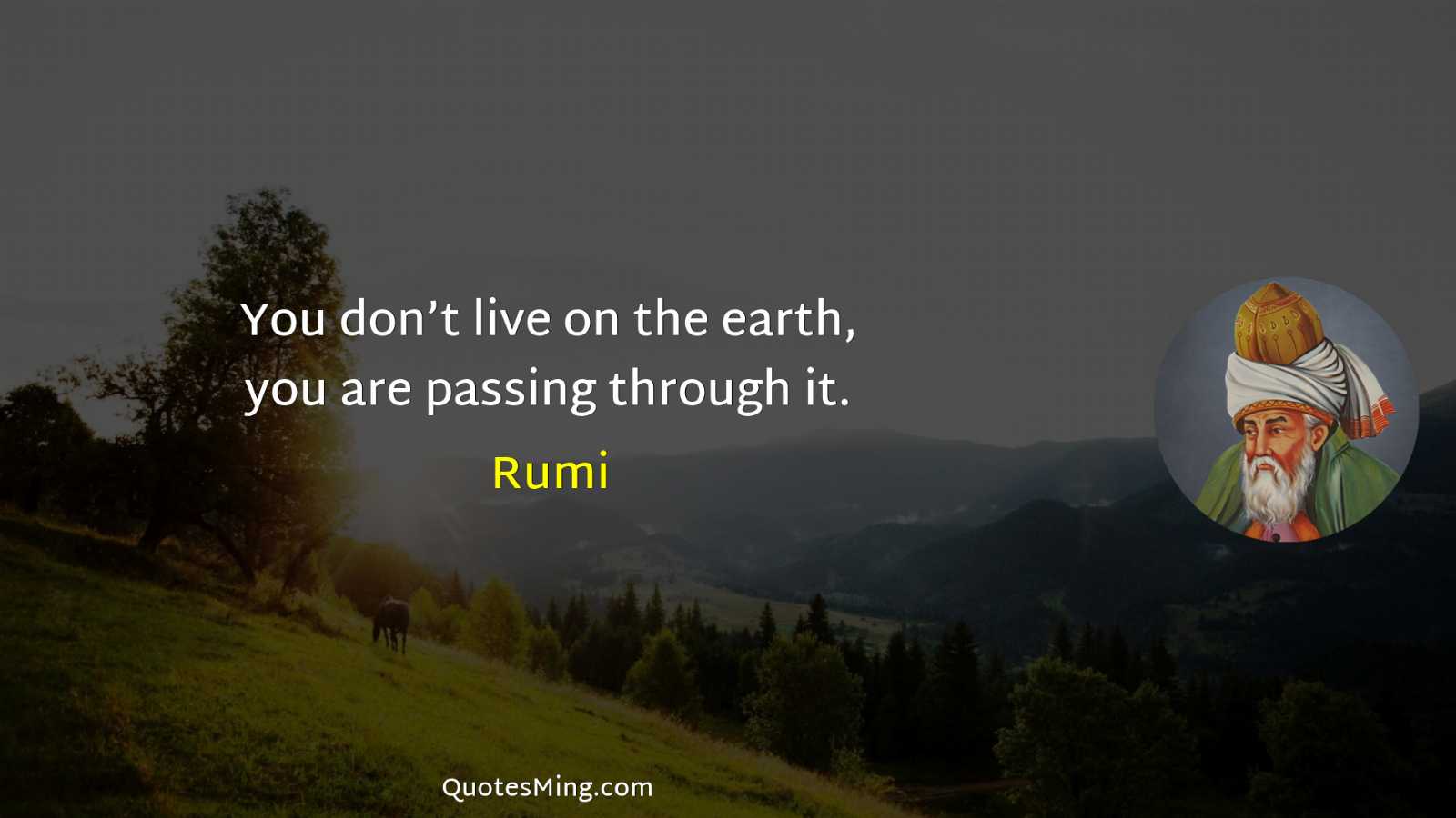 You don’t live on the earth you are passing through