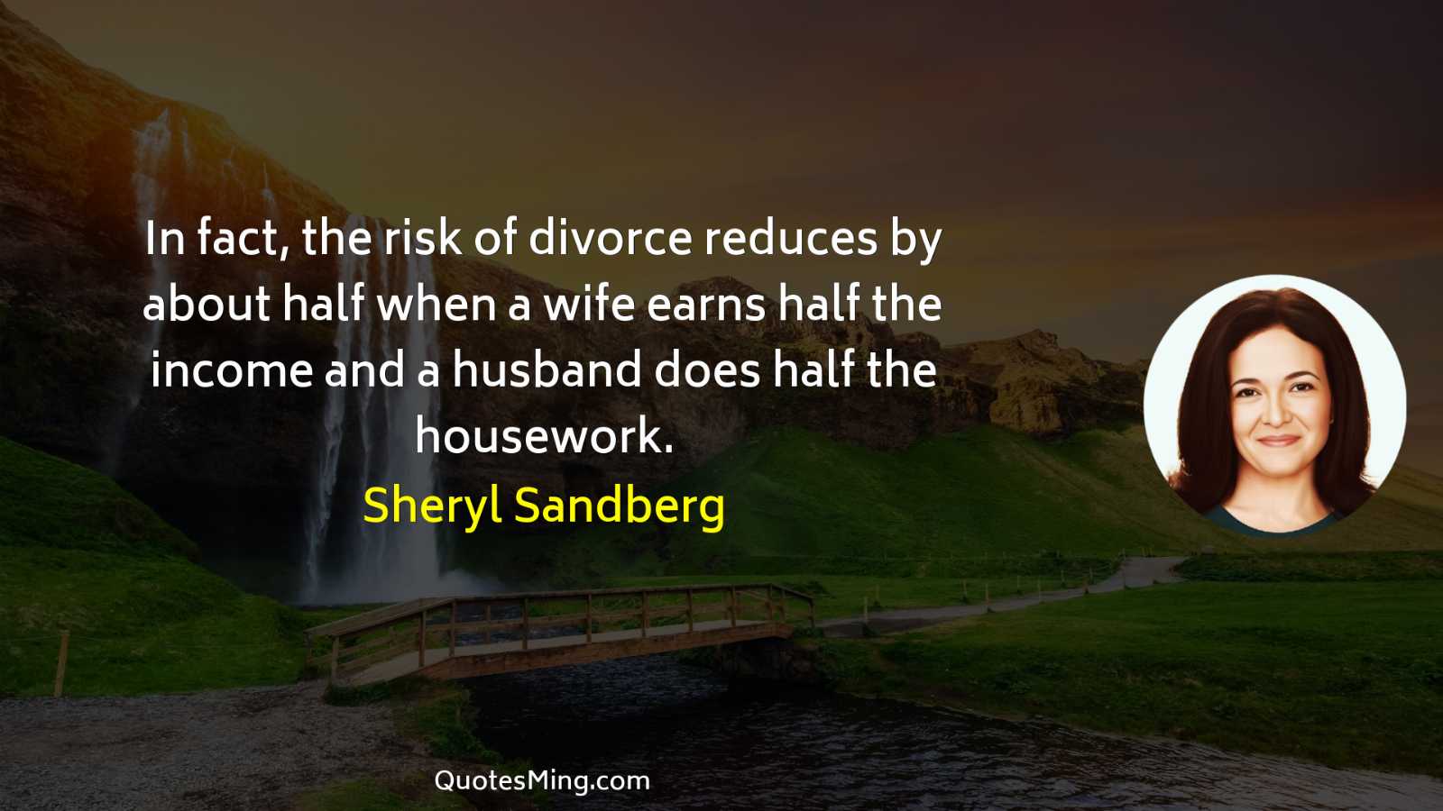 In fact the risk of divorce reduces by about half